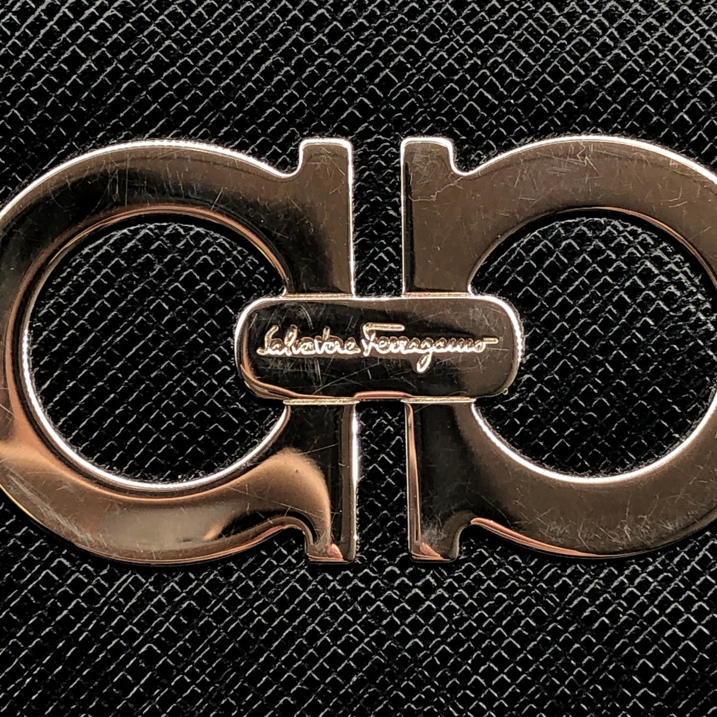 Salvatore Ferragamo Black Gancini Zip-Around Long Wallet