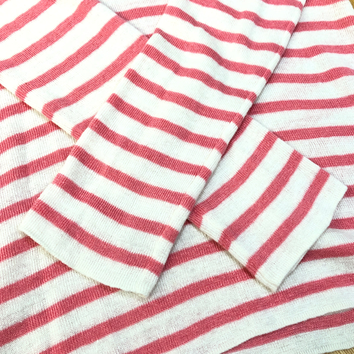 Christian Dior Beige & pink Stripe Women Long Sleeve Knit Top US size 8
