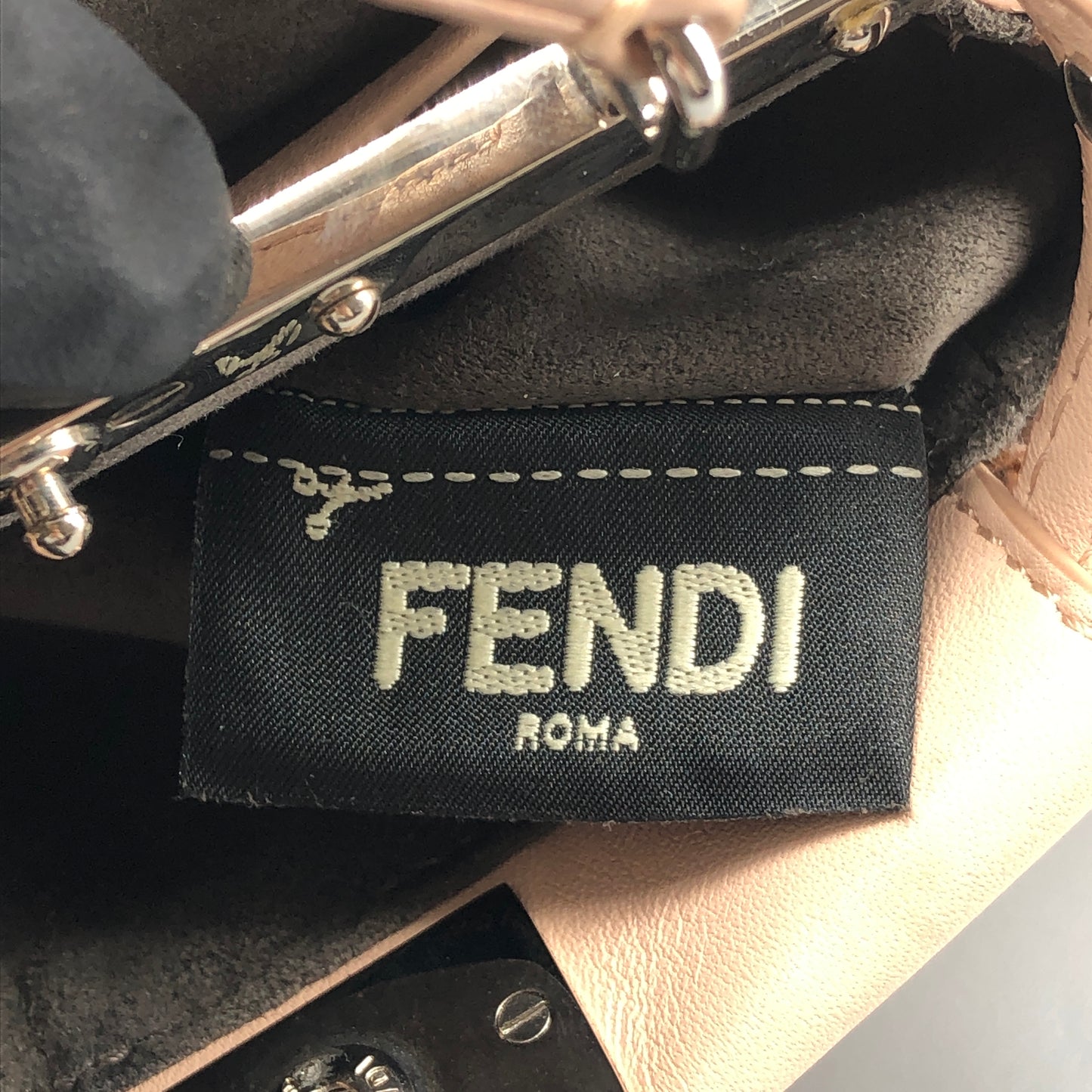 Fendi Peekaboo Mini Shearling Handbag Blush Pink