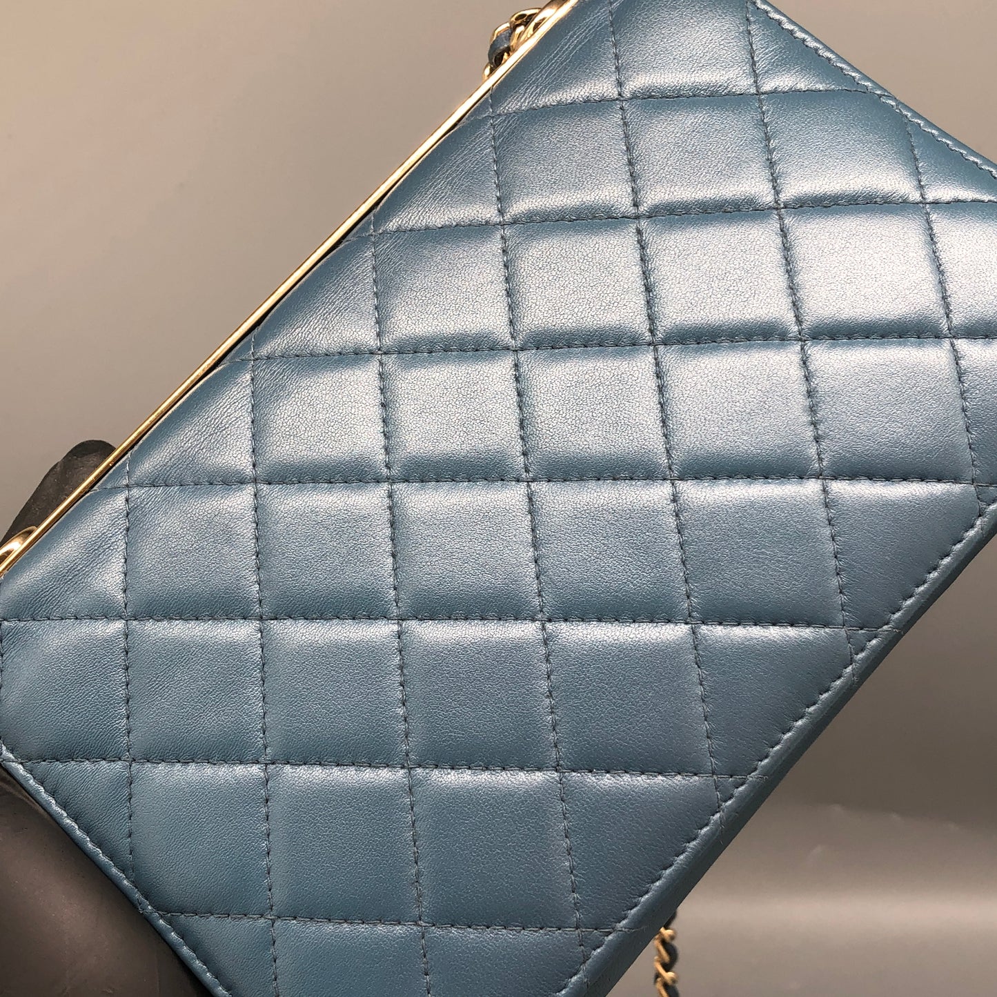 Chanel Muted Teal Blue Quilted Leather Flap Bag