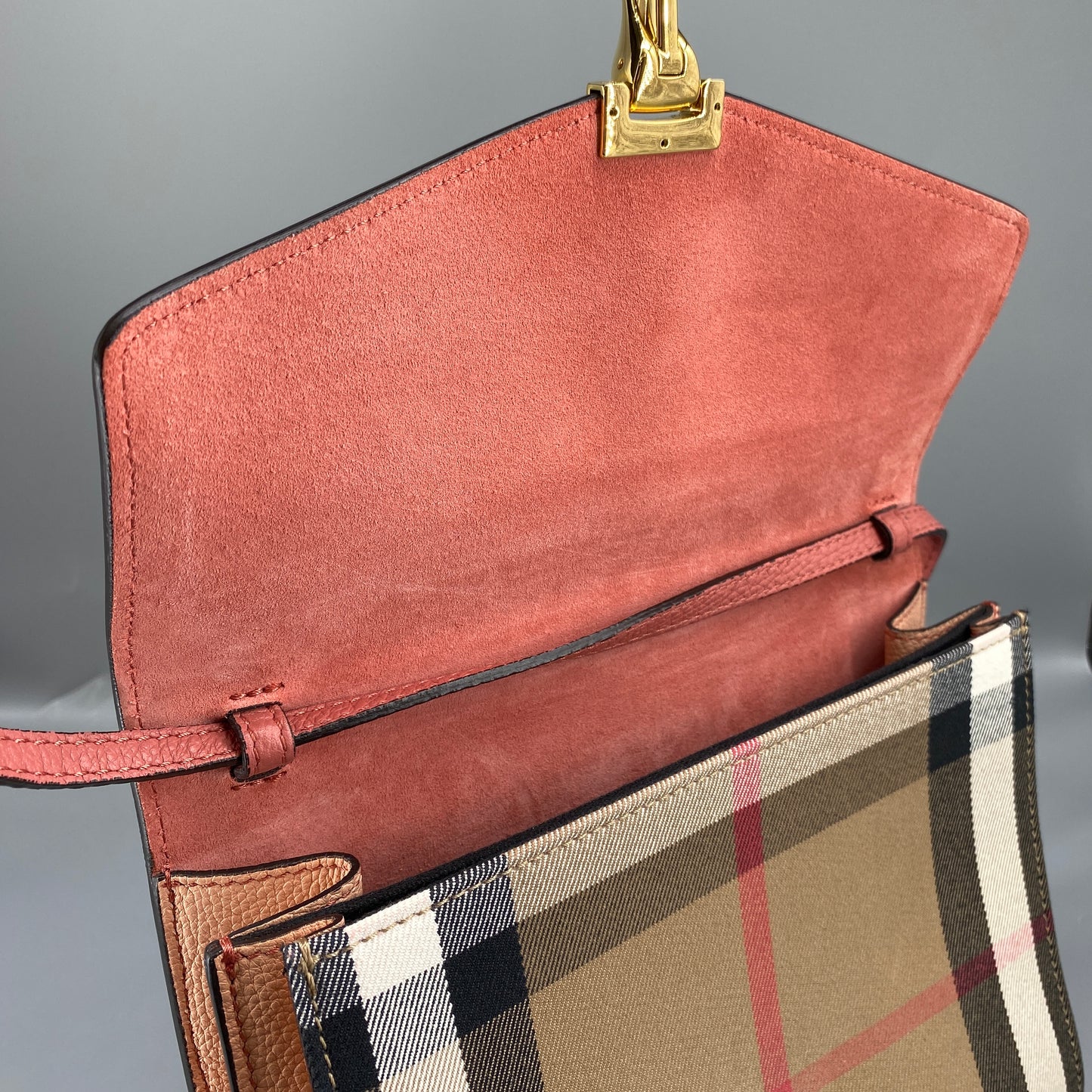 Burberry Pink Check Flap Crossbody Bag