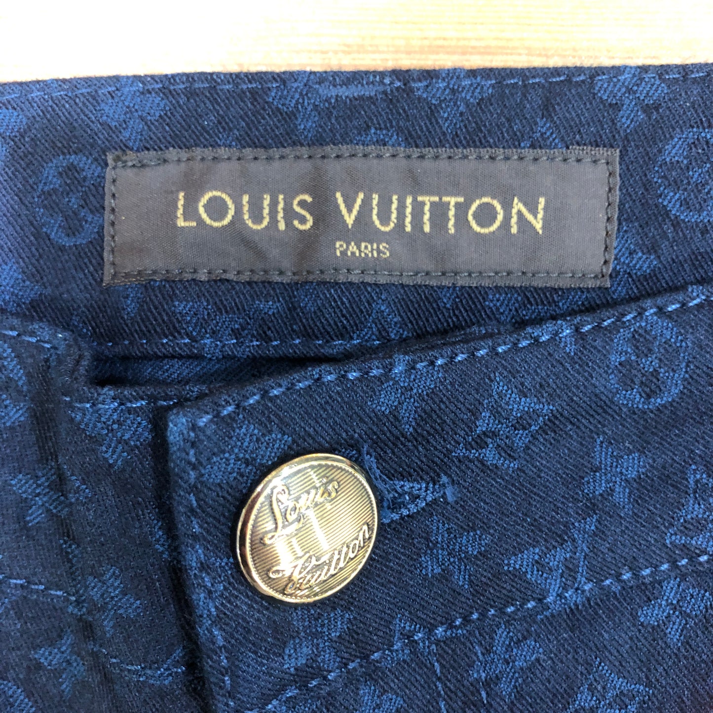 Louis Vuitton Monogram Navy Slim Fit Pants Size 36