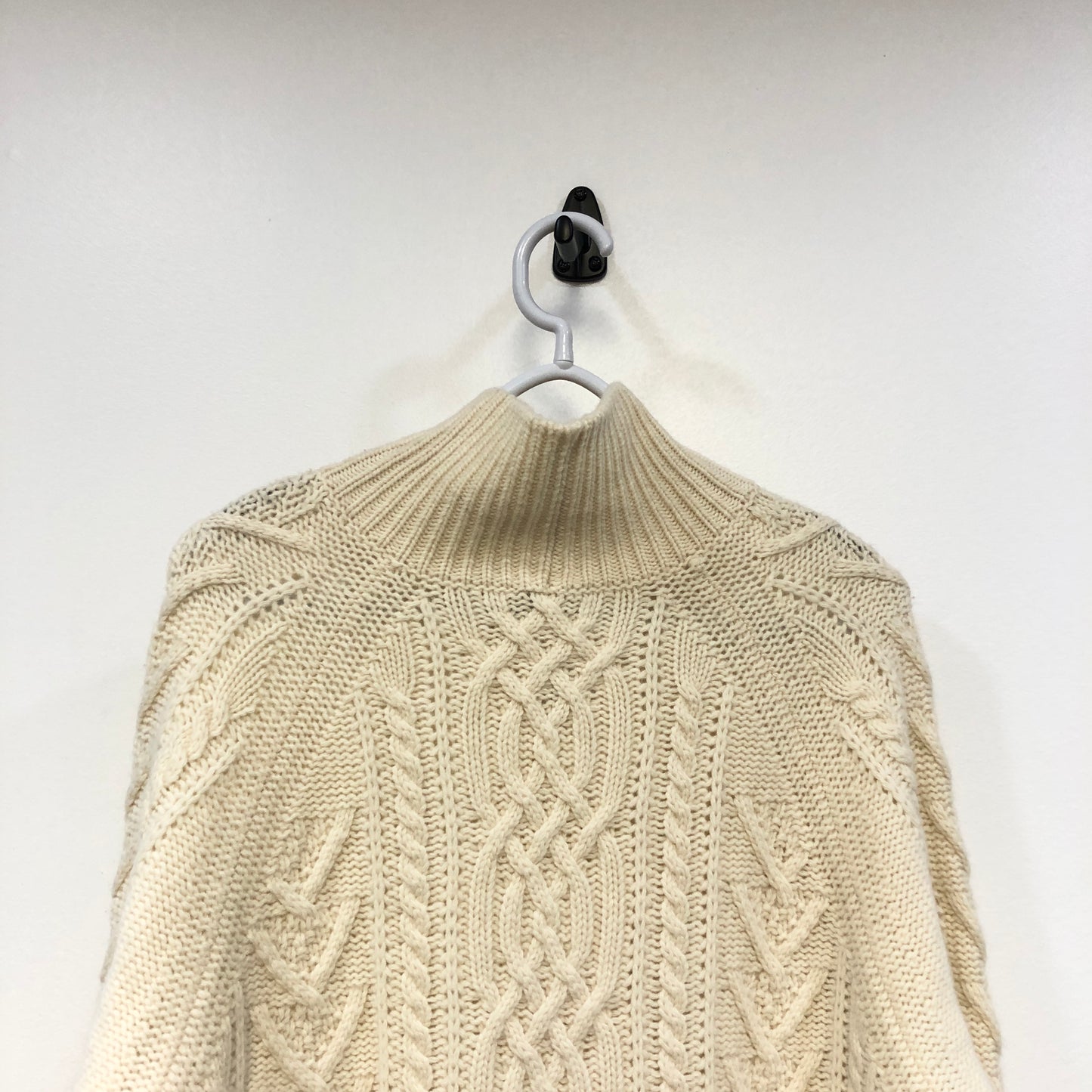 Intrend Off White Cable Knit Turtleneck Midi Sweater Dress Size XL