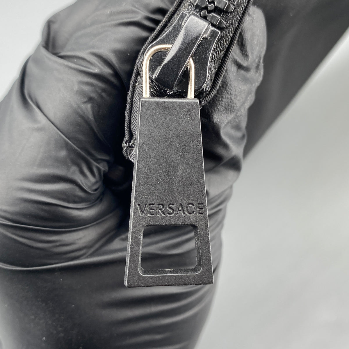 Versace Black Nylon Medusa Logo Wrist  Clutch Bag
