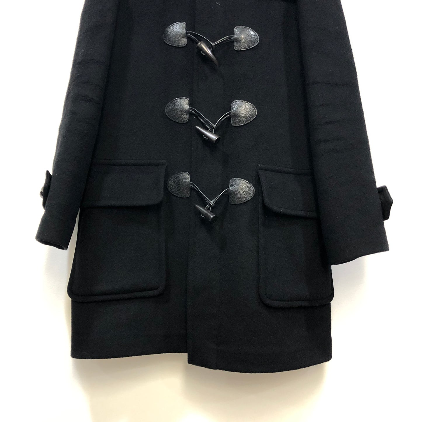 Burberry Black Wool Hooded Duffle Coat Size 4