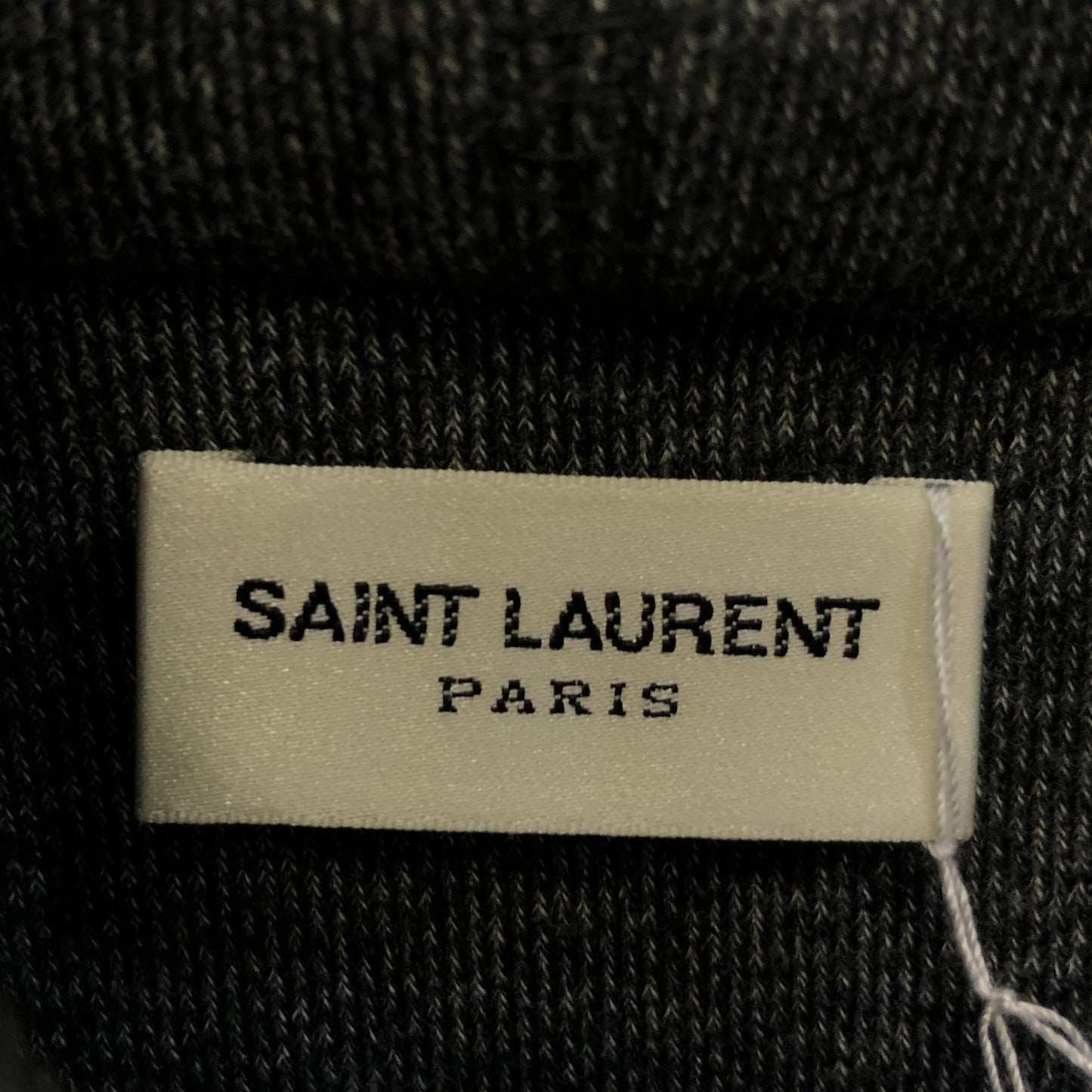 Saint Laurent Grey Contrast Hood Logo Print Hoodie Size L