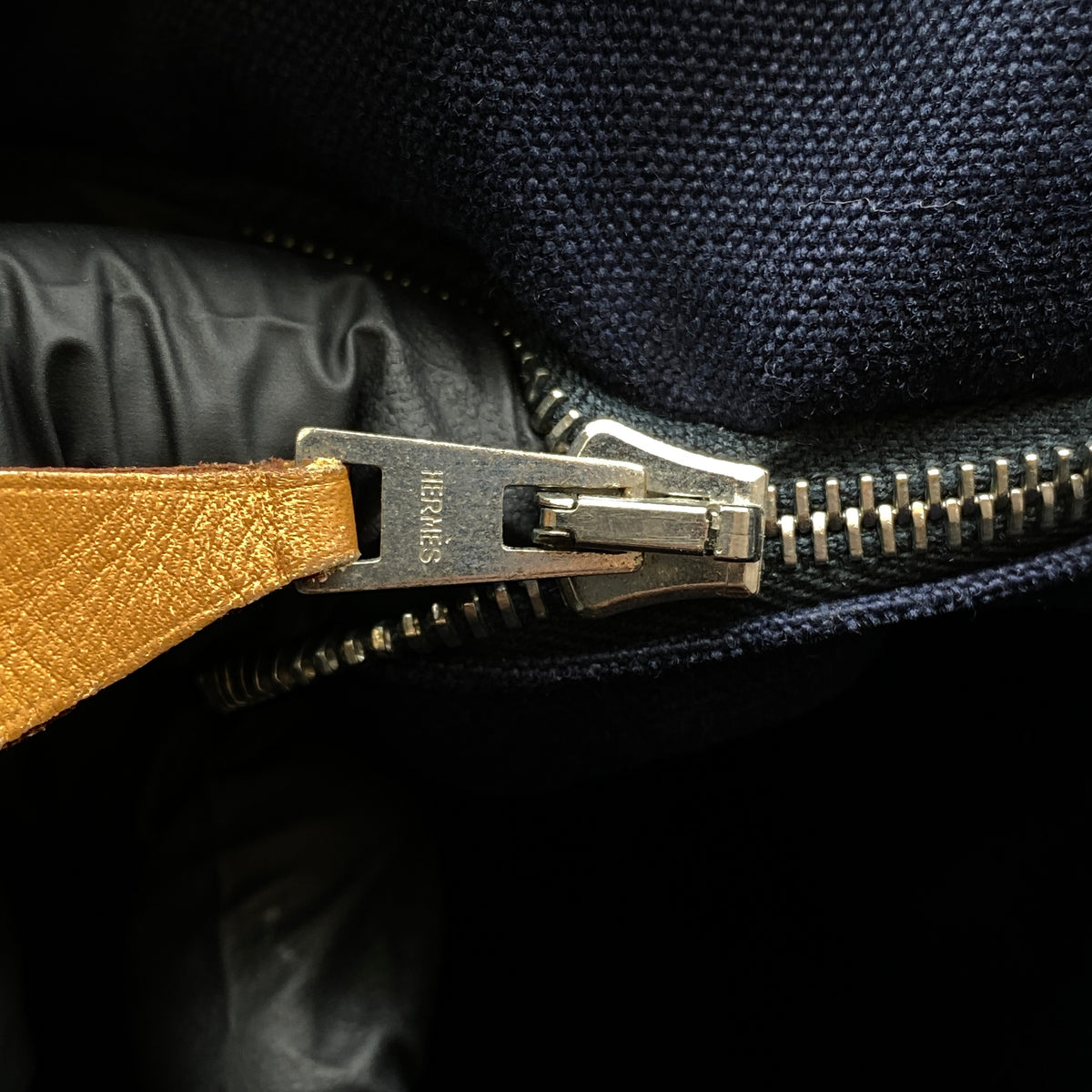 Hermes Fourre Besace Tote Bag Navy Canvas