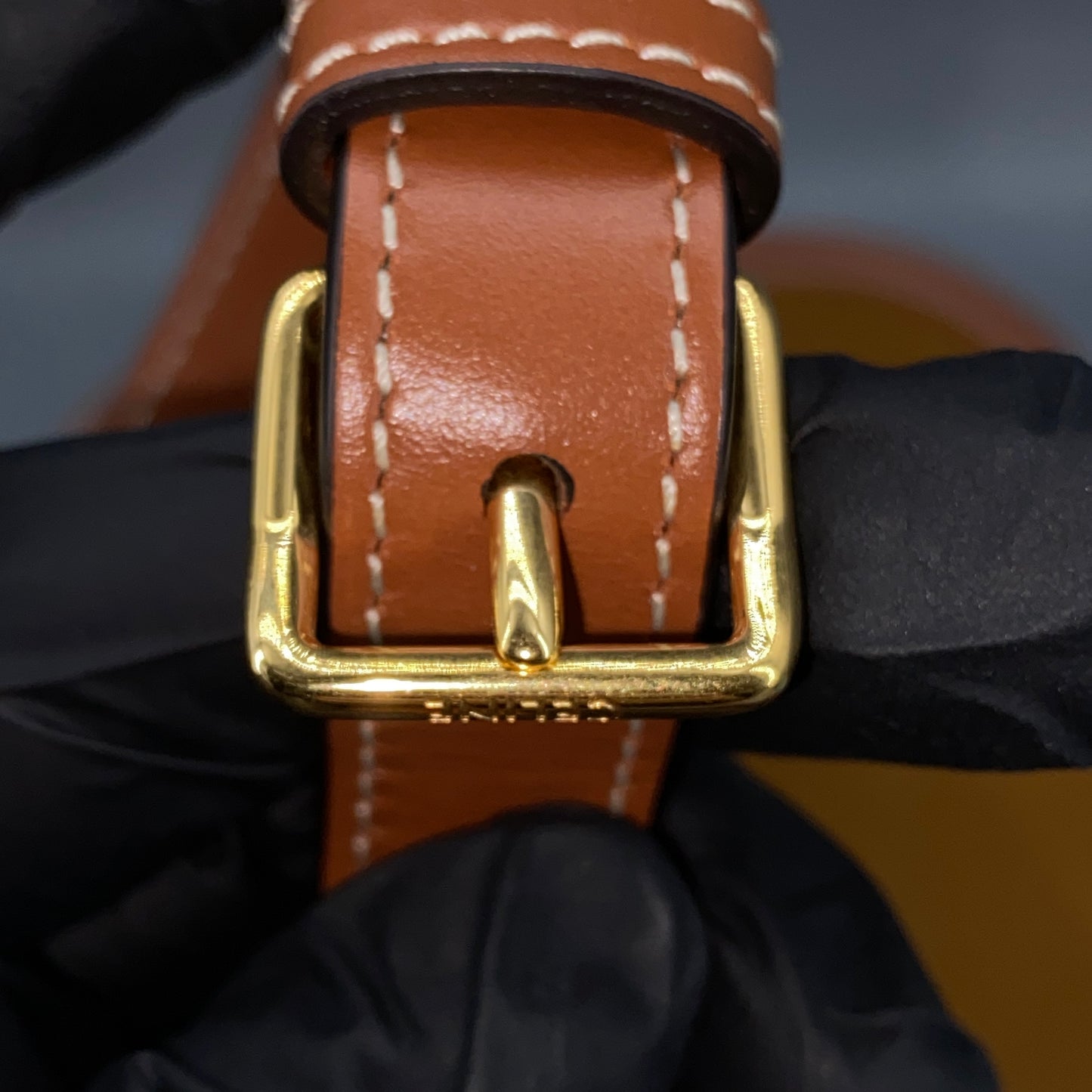 Celine Triomphe Canvas Leather Trim Saddle Crossbody Bag