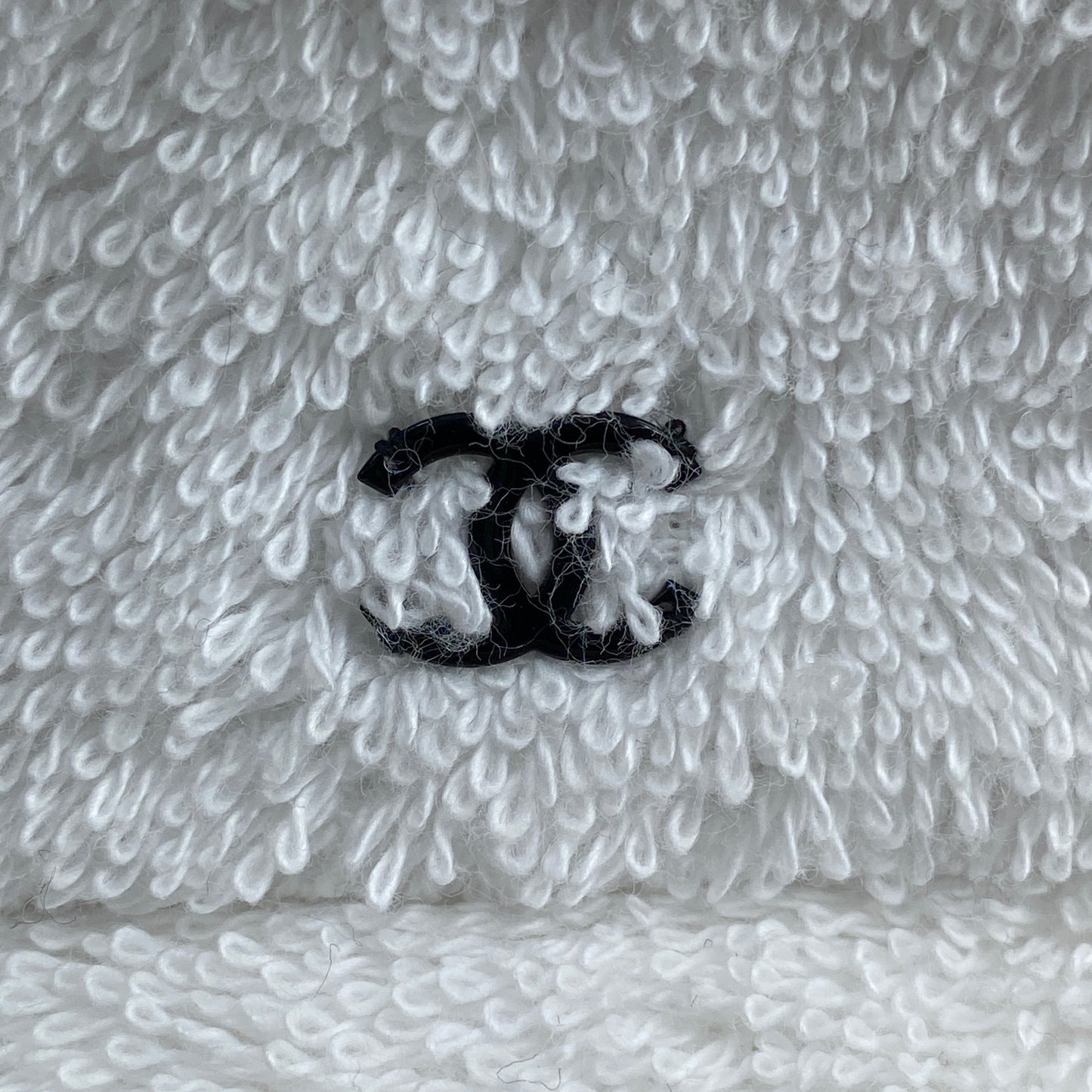 Chanel White Terry Cloth Bucket Hat Size L