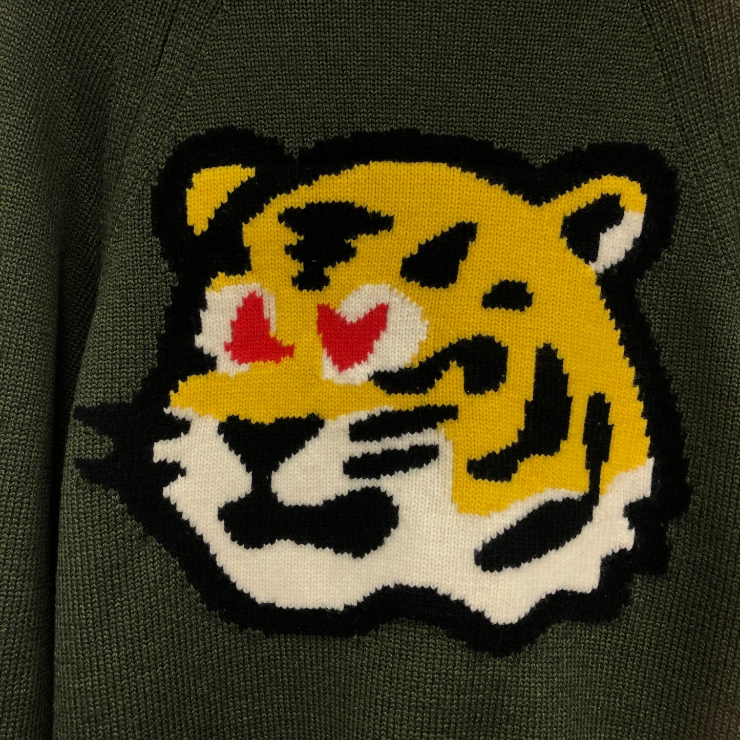 Louis Vuitton Dark Green Tiger Intarsia Cardigan Size XS