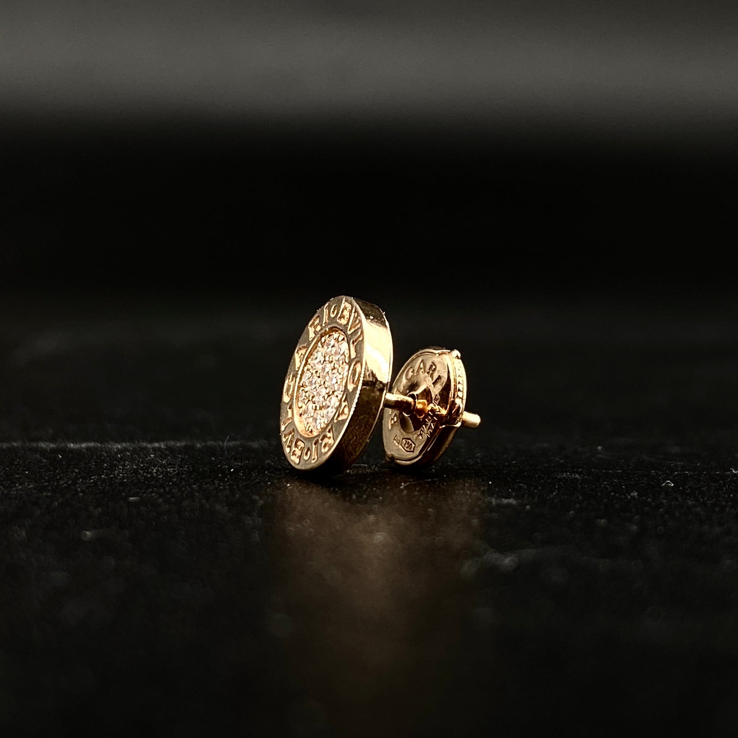 Bvlgari AU750 Yellow Gold Crystal Stud Single Earring