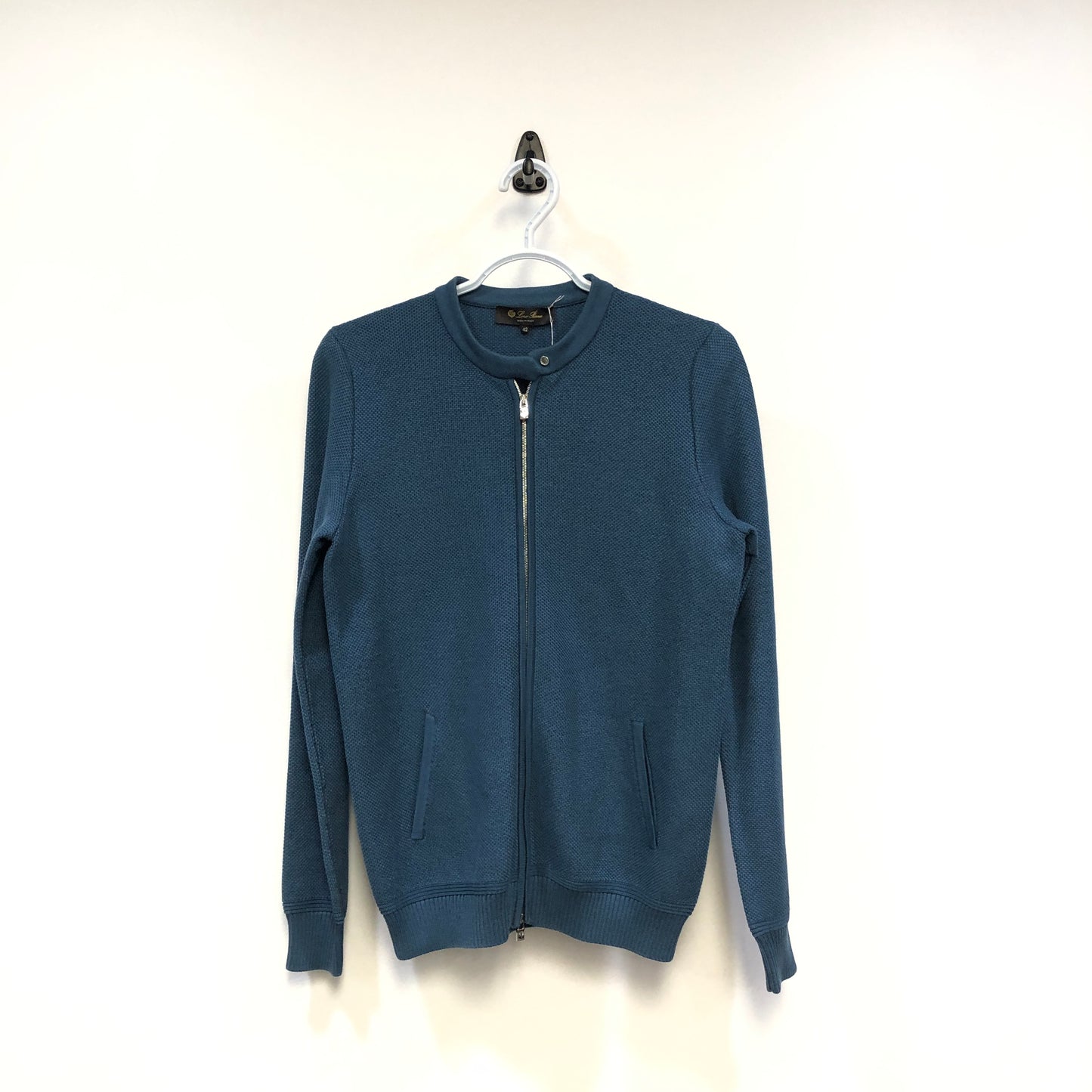 Loro Piana Blue Zip Knit Cardigan Size 42