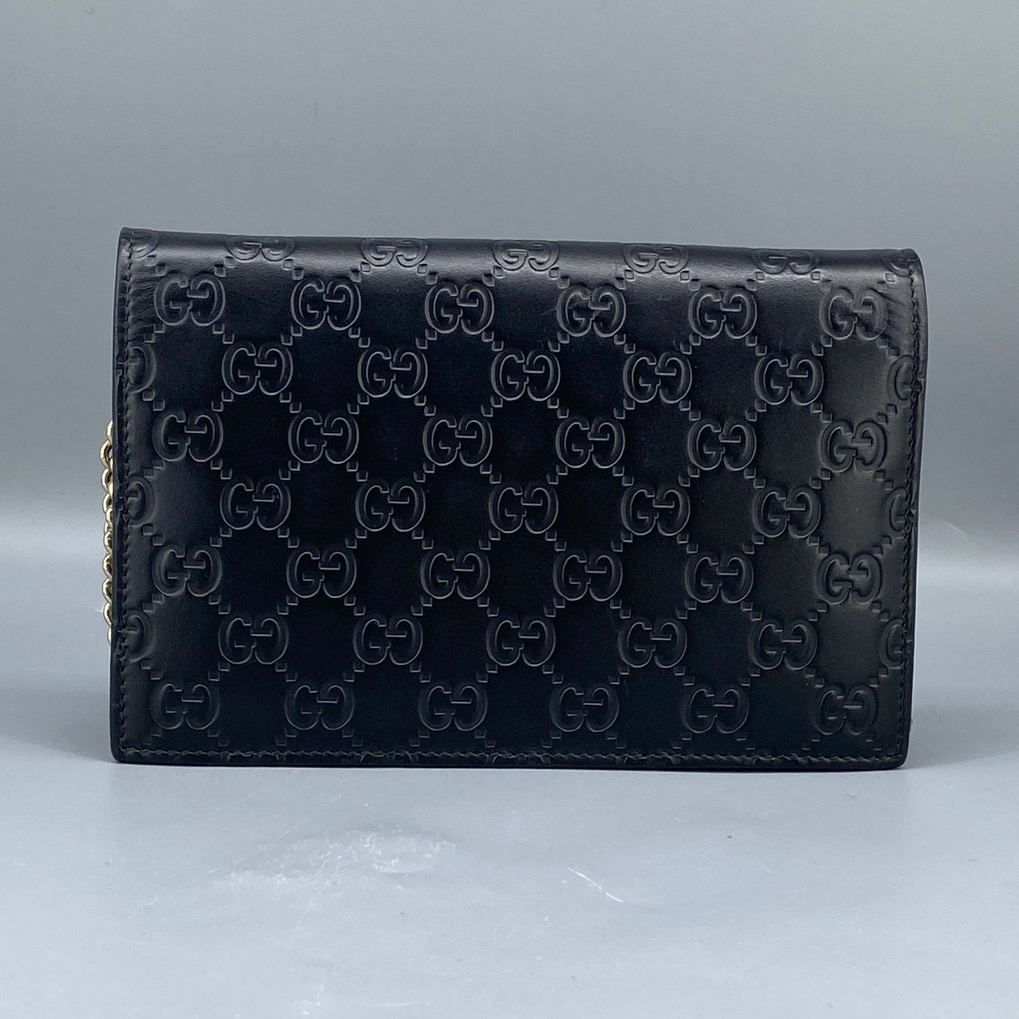 Gucci Black GG Embossed Chain Wallet Bag
