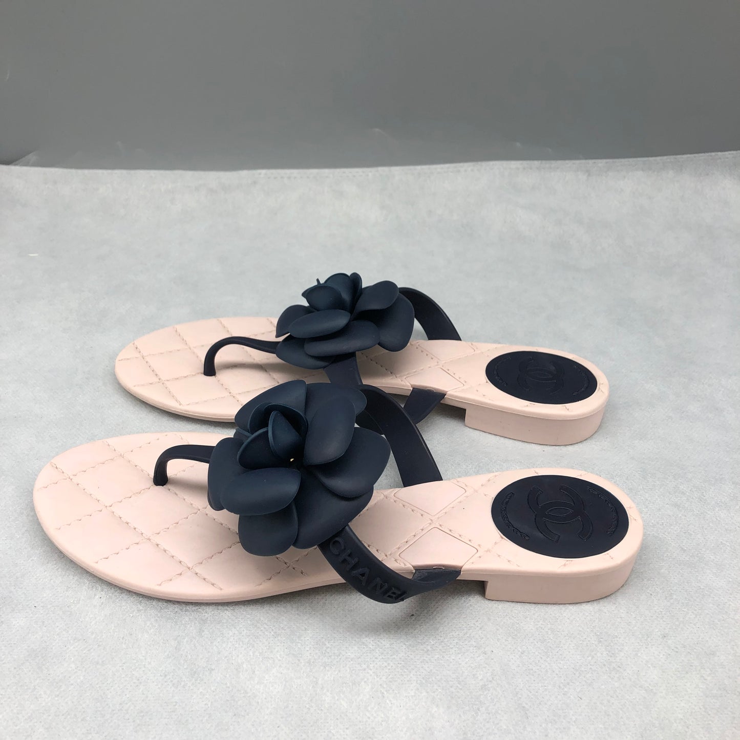 Chanel Camellia Thong Sandals Women's Shoes Size 37