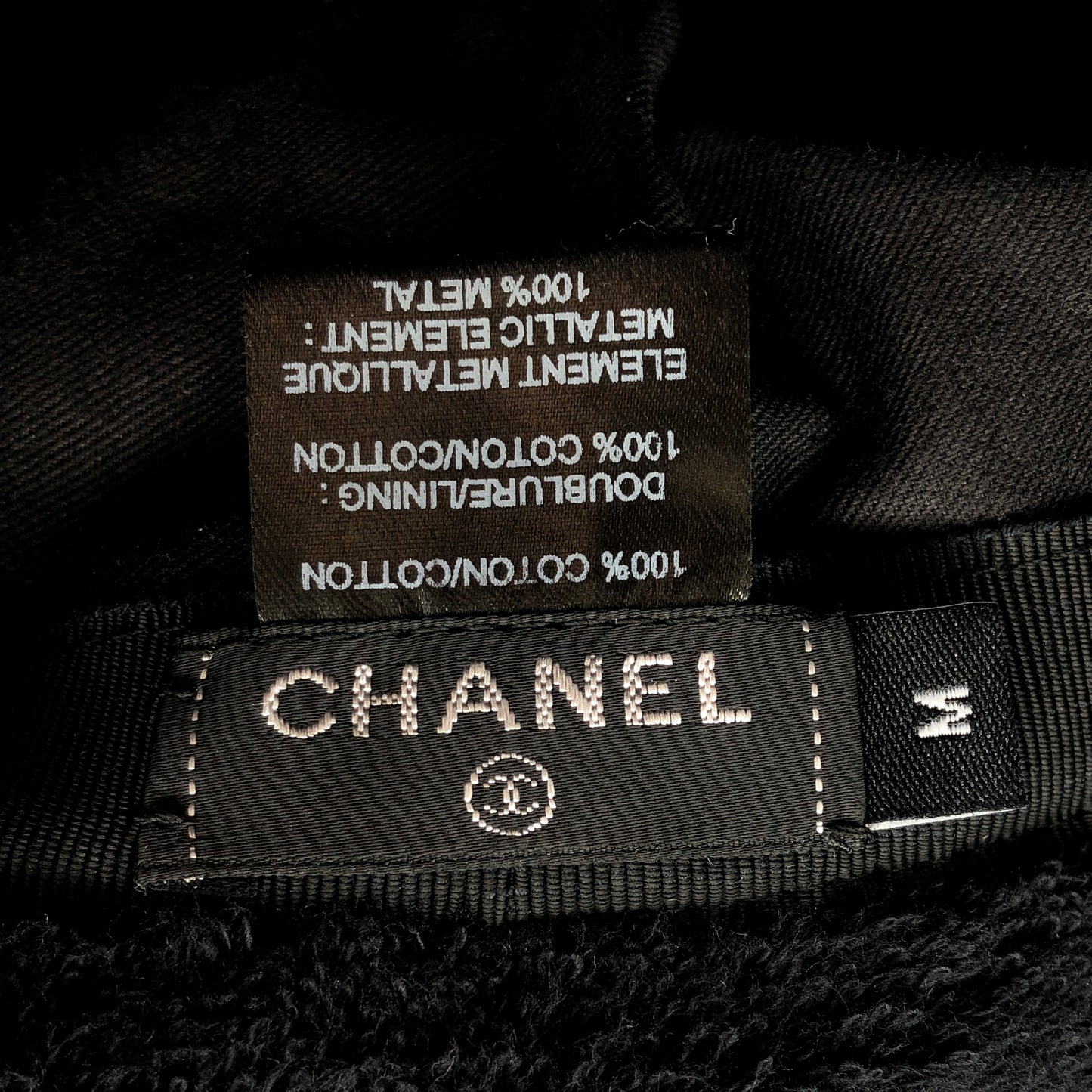 Chanel Black Textured Bucket Hat Size M 57cm