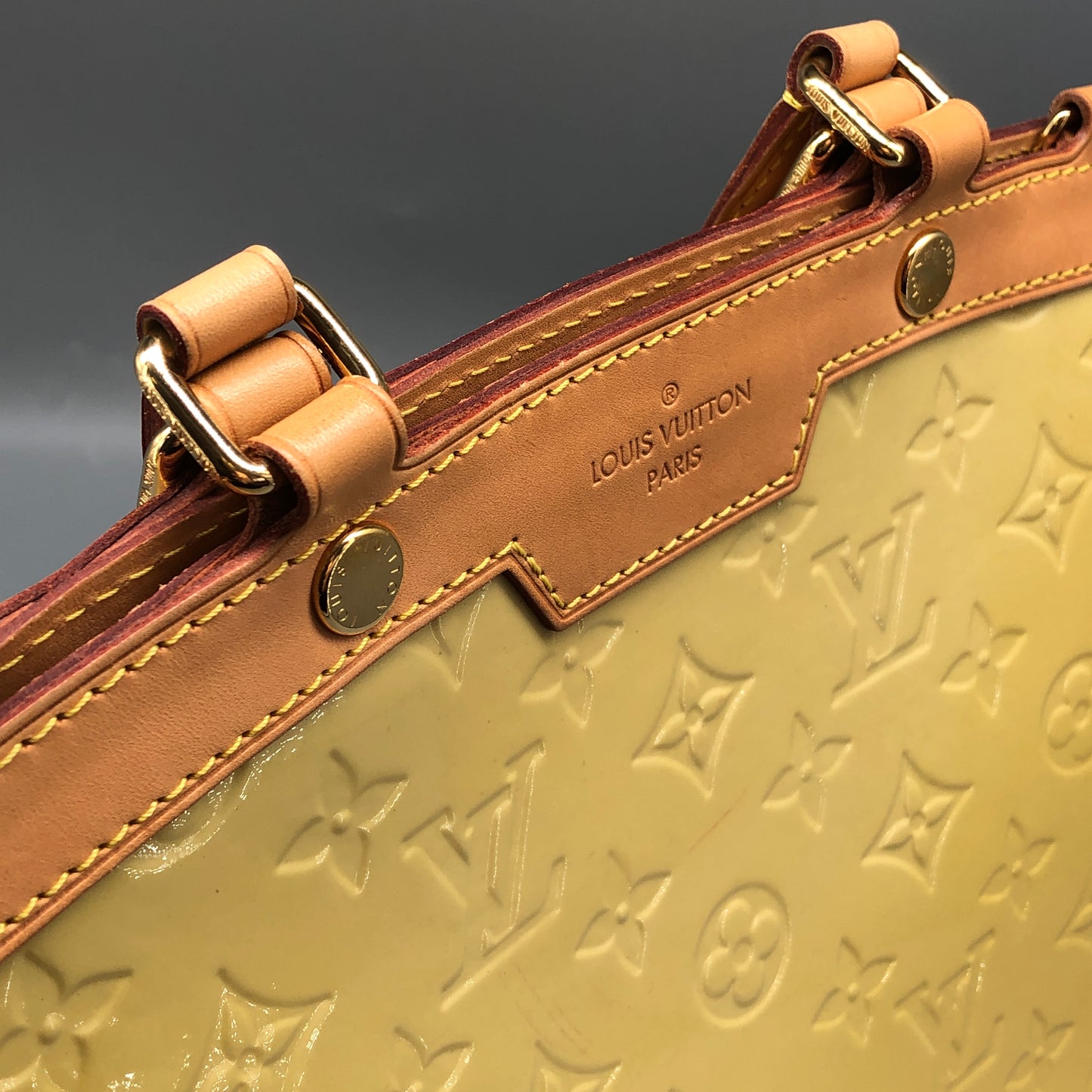Louis Vuitton Monogram Vernis Brea Patent Leather Yellow Bag