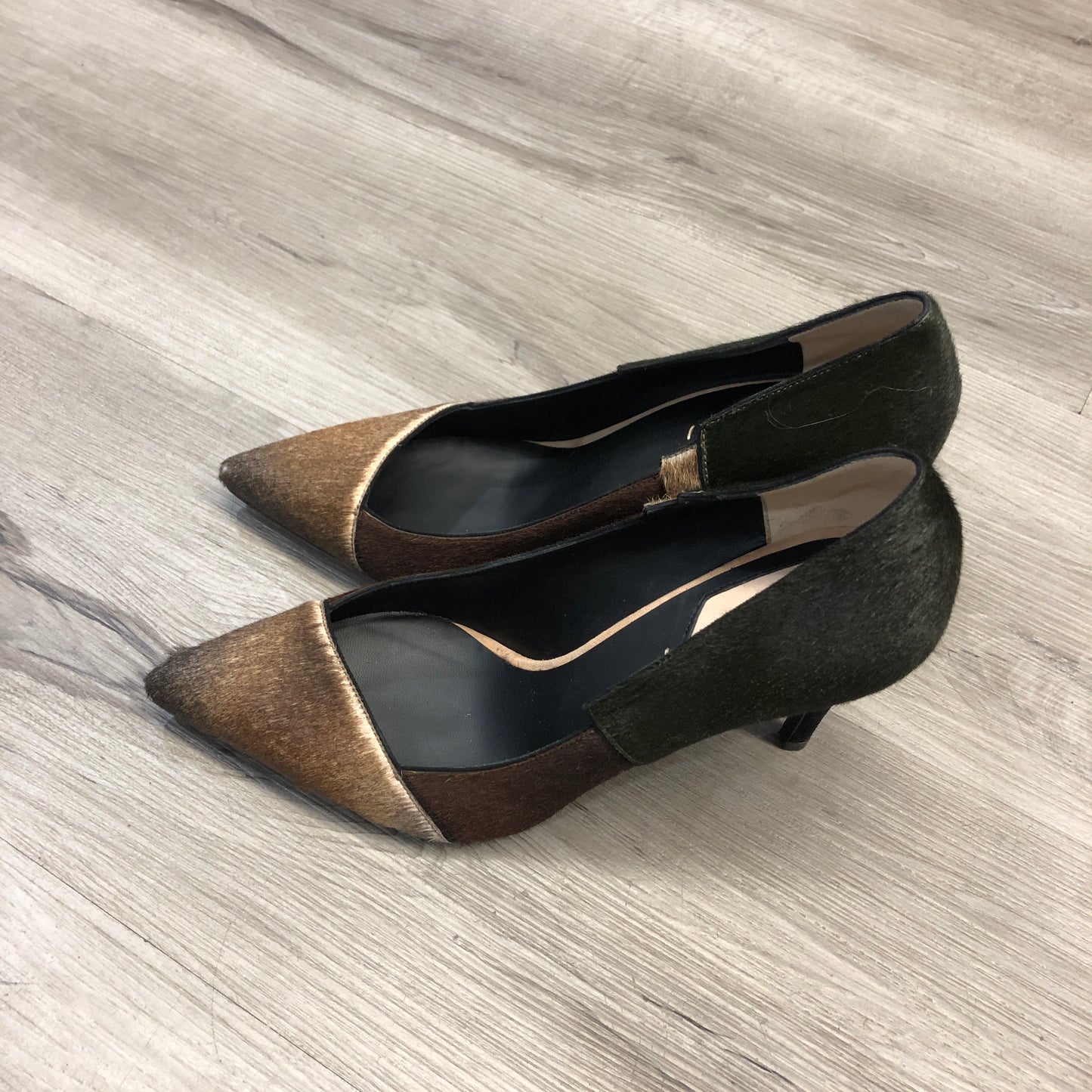 Fendi Women's Brown/Black Two-Tone Pointed Toe Kitten Heels Size 36.5