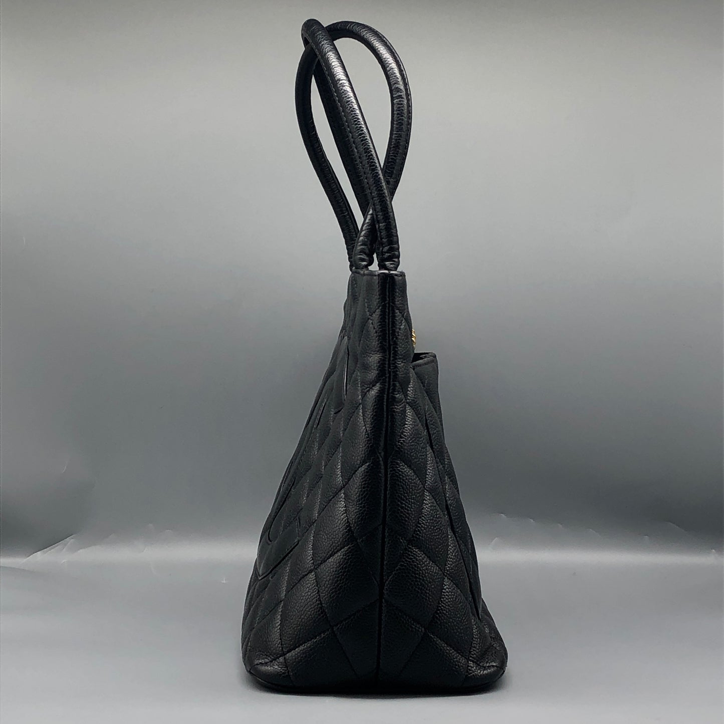 Chanel Quilted Caviar Leather CC Tote Bag Black