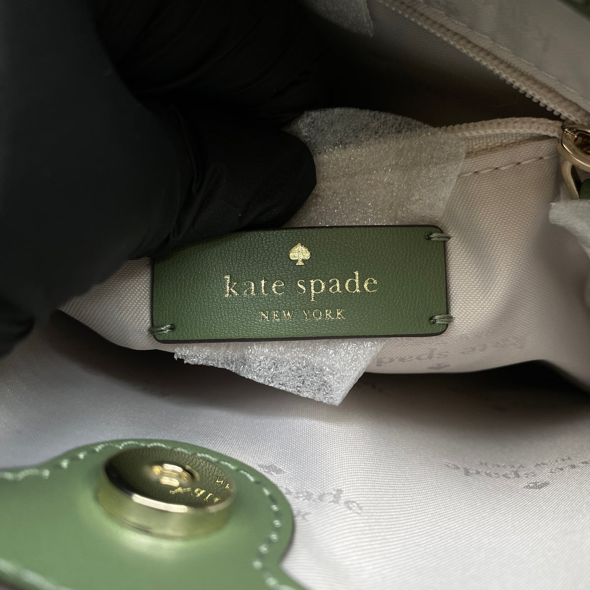 Kate Spade Green Pebbled Leather Bucket Shoulder Bag