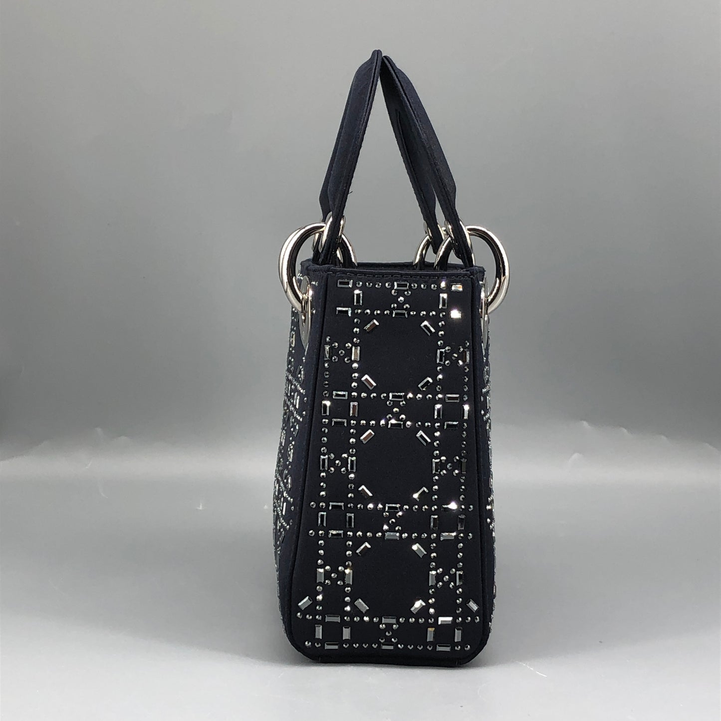 Christian Dior Lady Dior Mini Navy Cannage Satin with Crystals