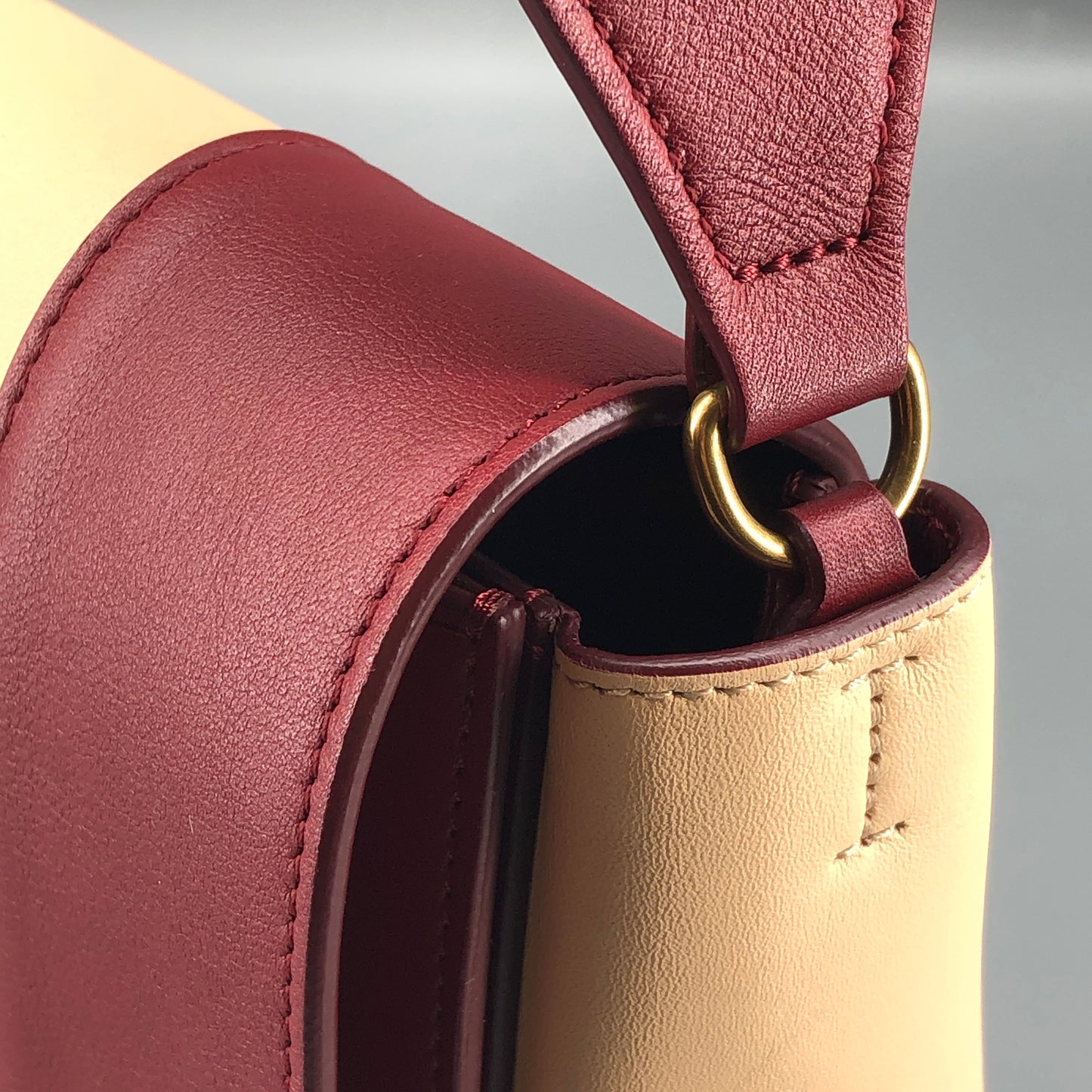 Celine Beige & Wine Color  Medium Frame Shoulder Bag