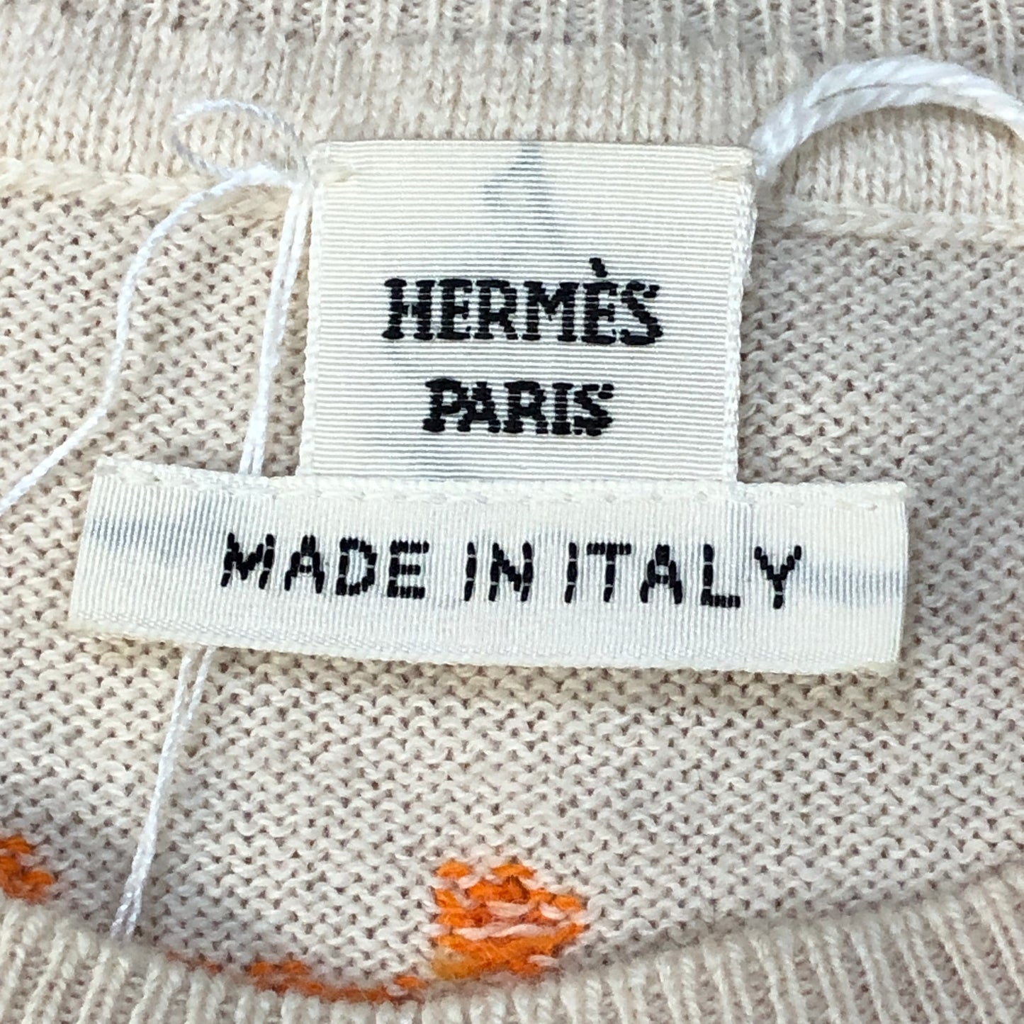 Hermes Beige Brides de Gala Short Sleeve Knit Top Size 38