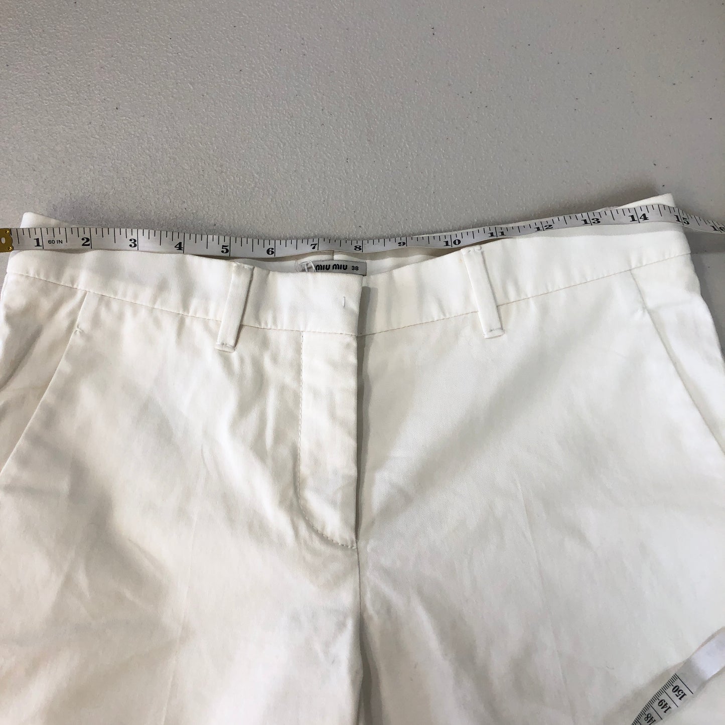 Miu Miu White Cotton-Blend Cropped Trousers Size 38