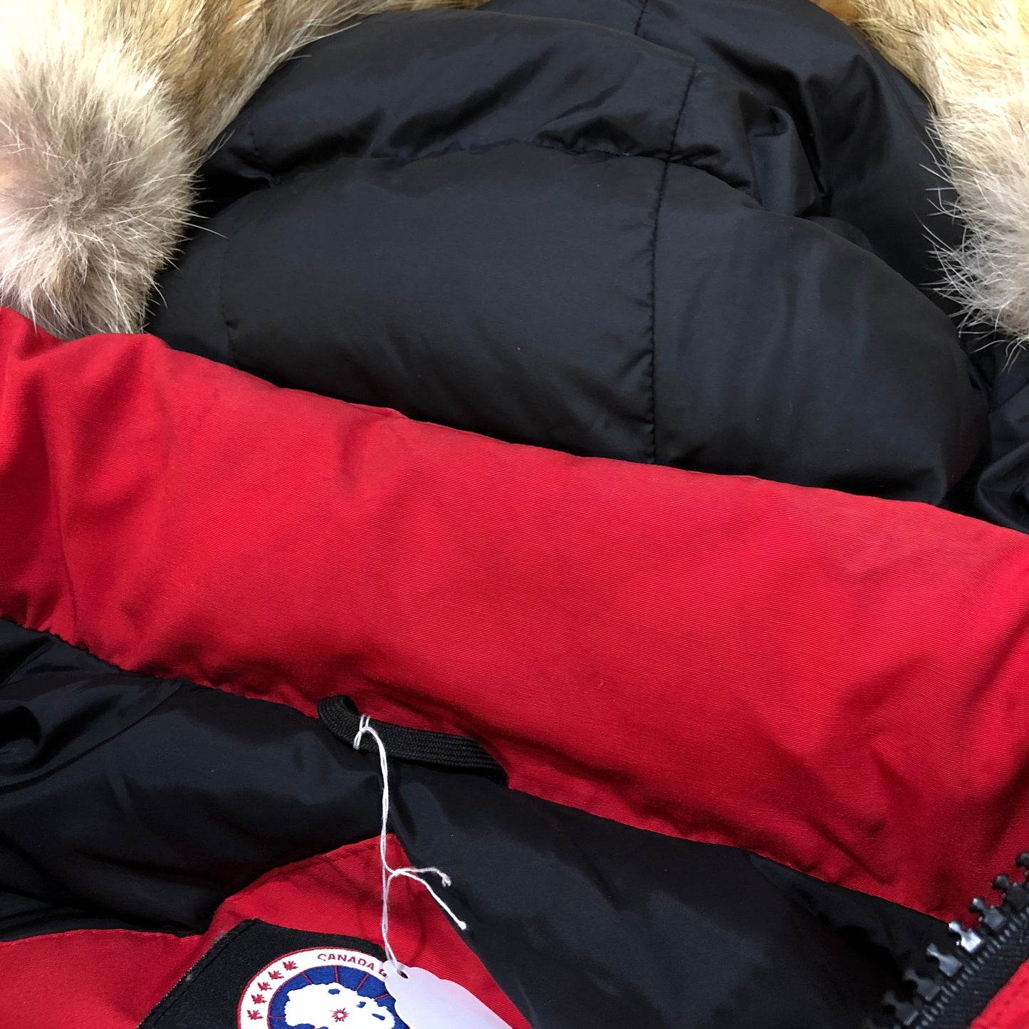 Canada Goose Red Fur Trim Hooded Bomber Jacket Size XL