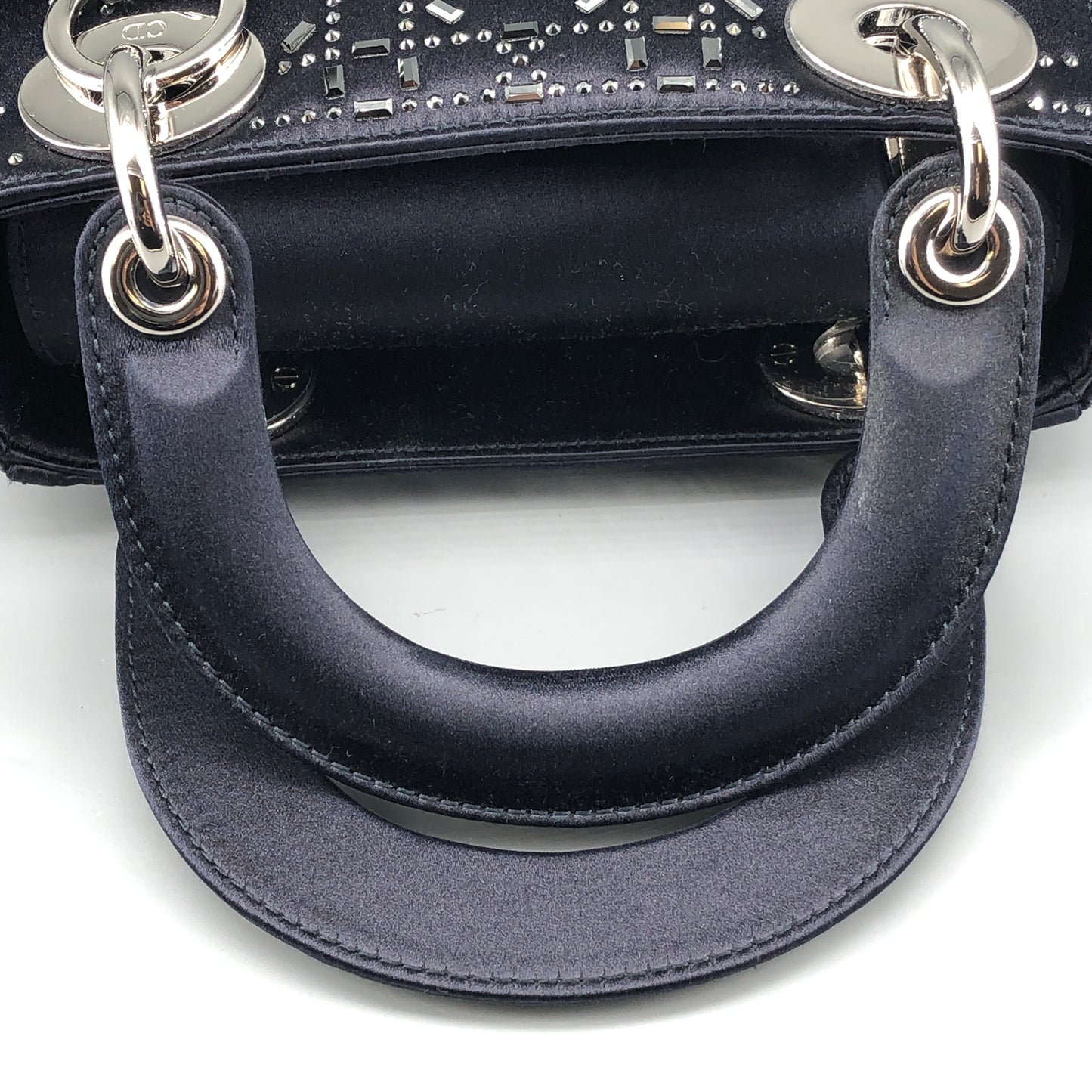 Christian Dior Lady Dior Mini Navy Cannage Satin with Crystals