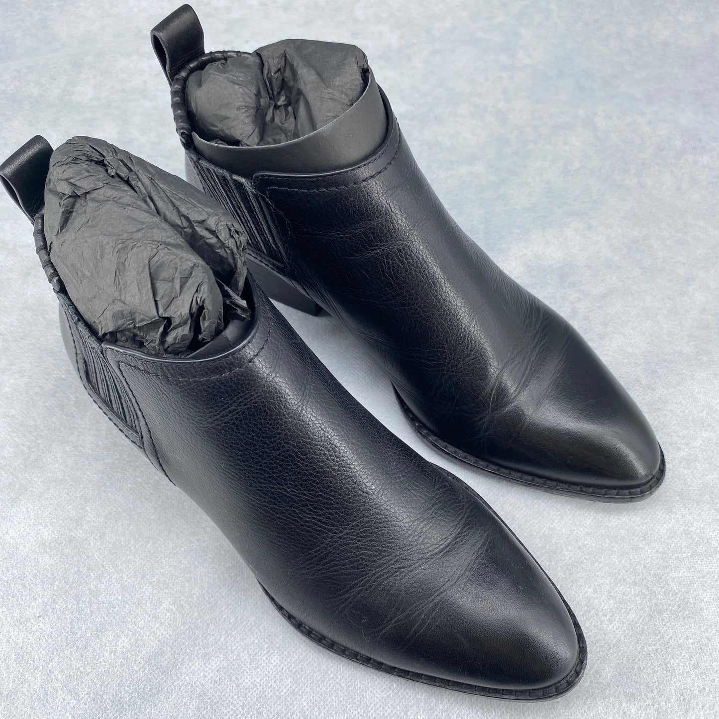 Alexander Wang Women’s Black Leather Pointed‑Toe Ankle Boots Shoes