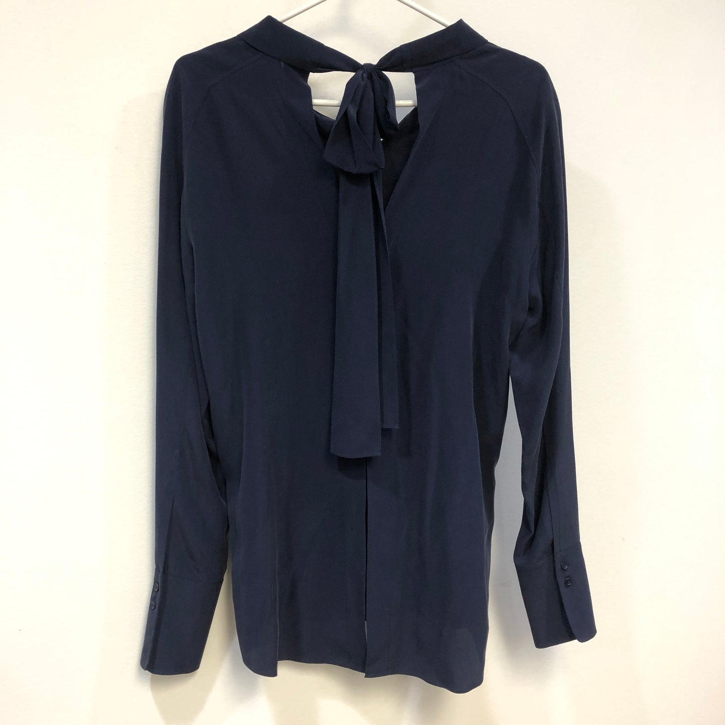 Cedric Charlier NWT Navy Blue Tie-Neck Blouse Size 38
