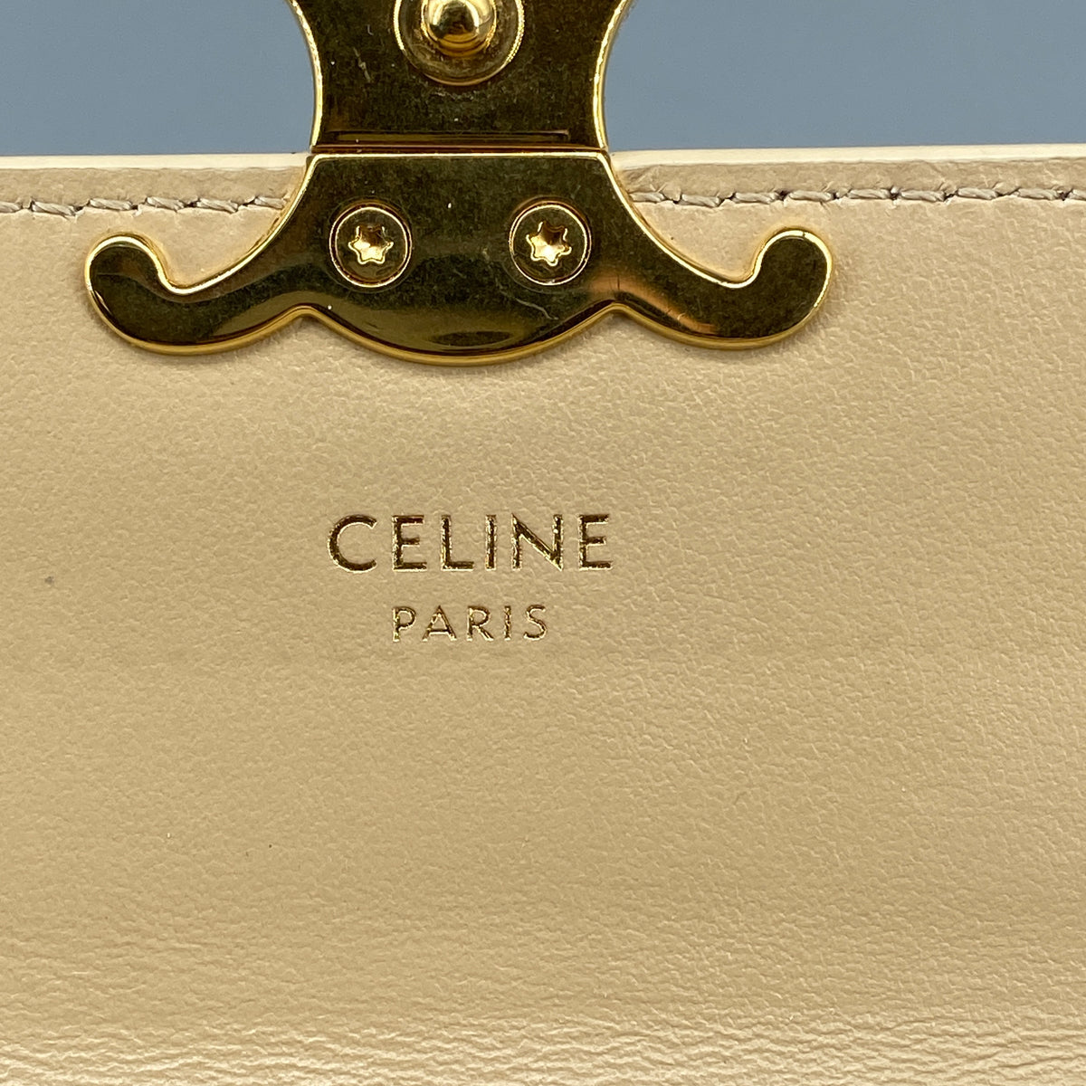 Celine Shiny Calfskin Triomphe Wallet Nude Leather