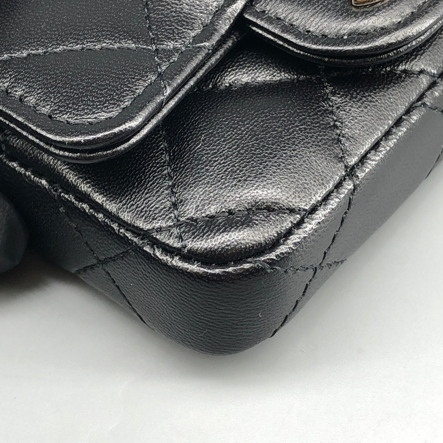 Chanel Bow Classic Quilted Belt Bag Black Lambskin Leather