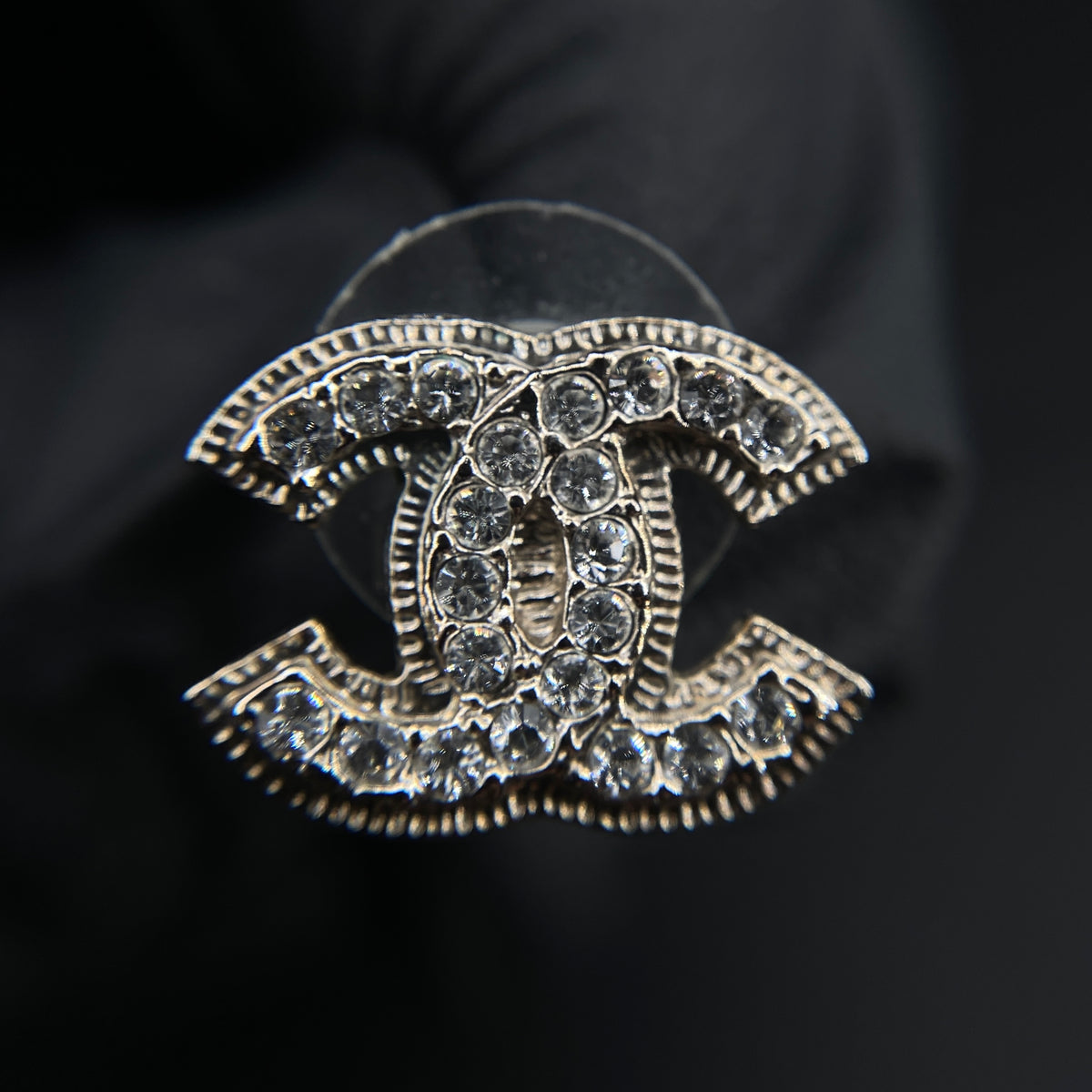 Chanel 2012 Silver Crystal CC Logo Earrings
