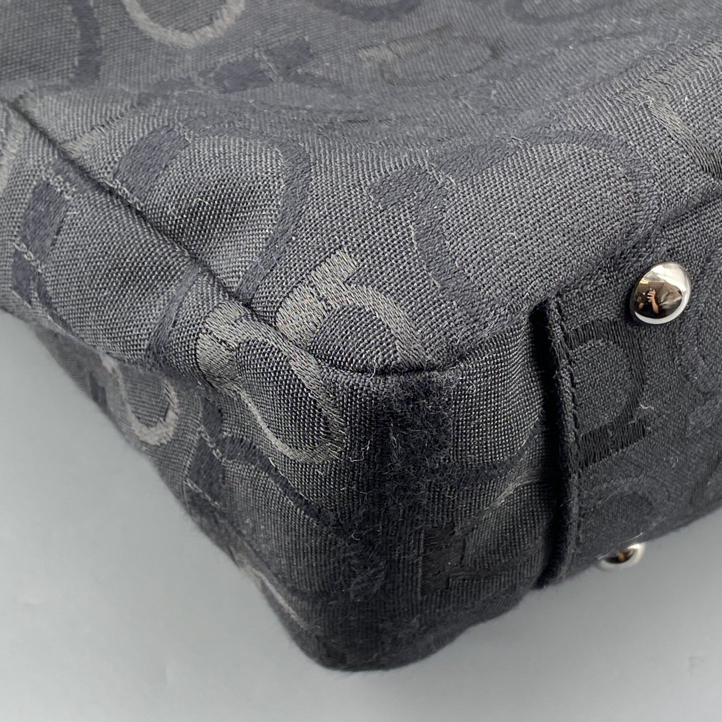 Ferragamo Black Gancini Jacquard Briefcase Business Handbag