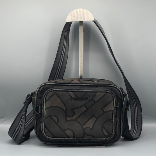 Burberry TB Monogram Canvas Crossbody Camera Bag Black