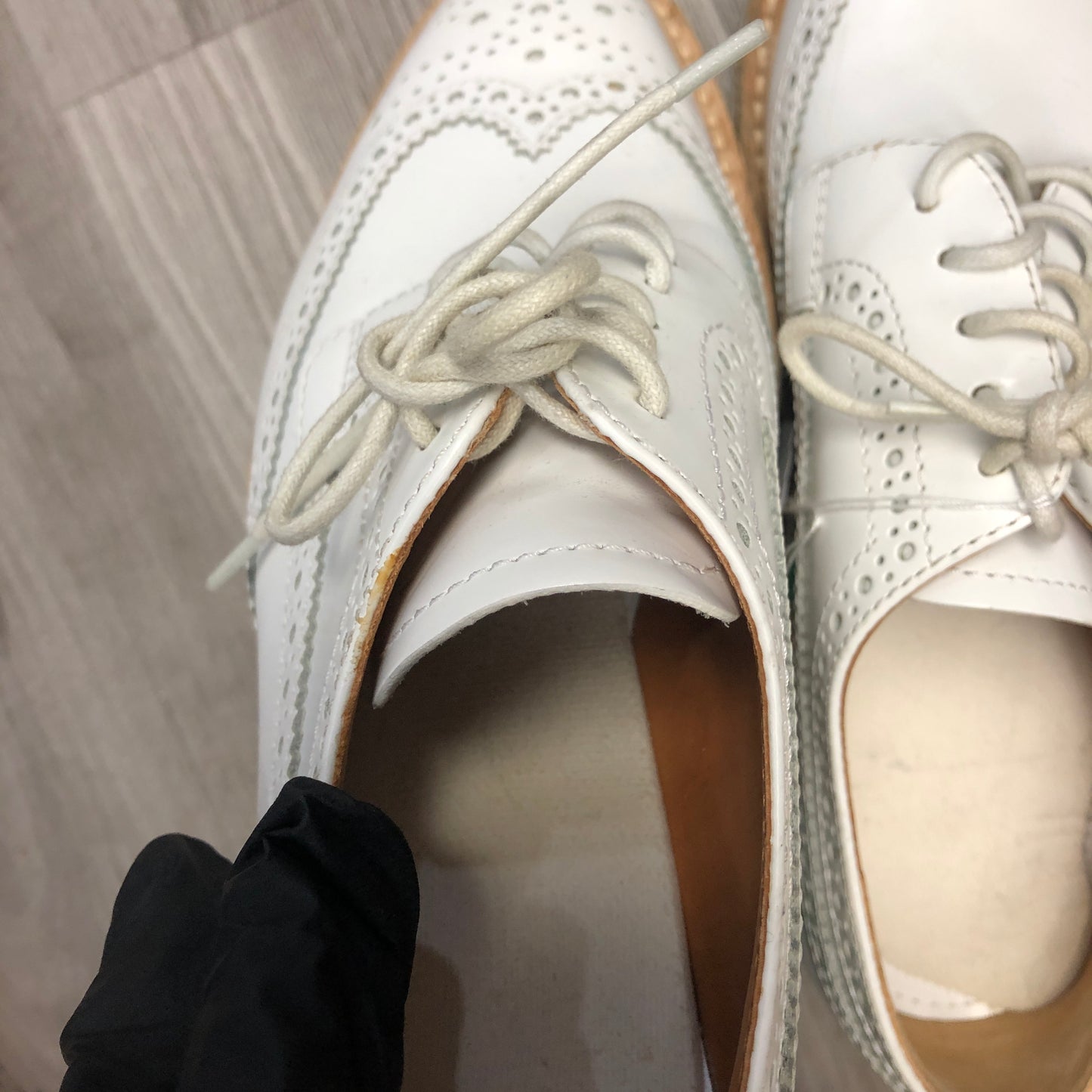 Prada Women's White Leather Brogue Platform Oxfords Size 36.5