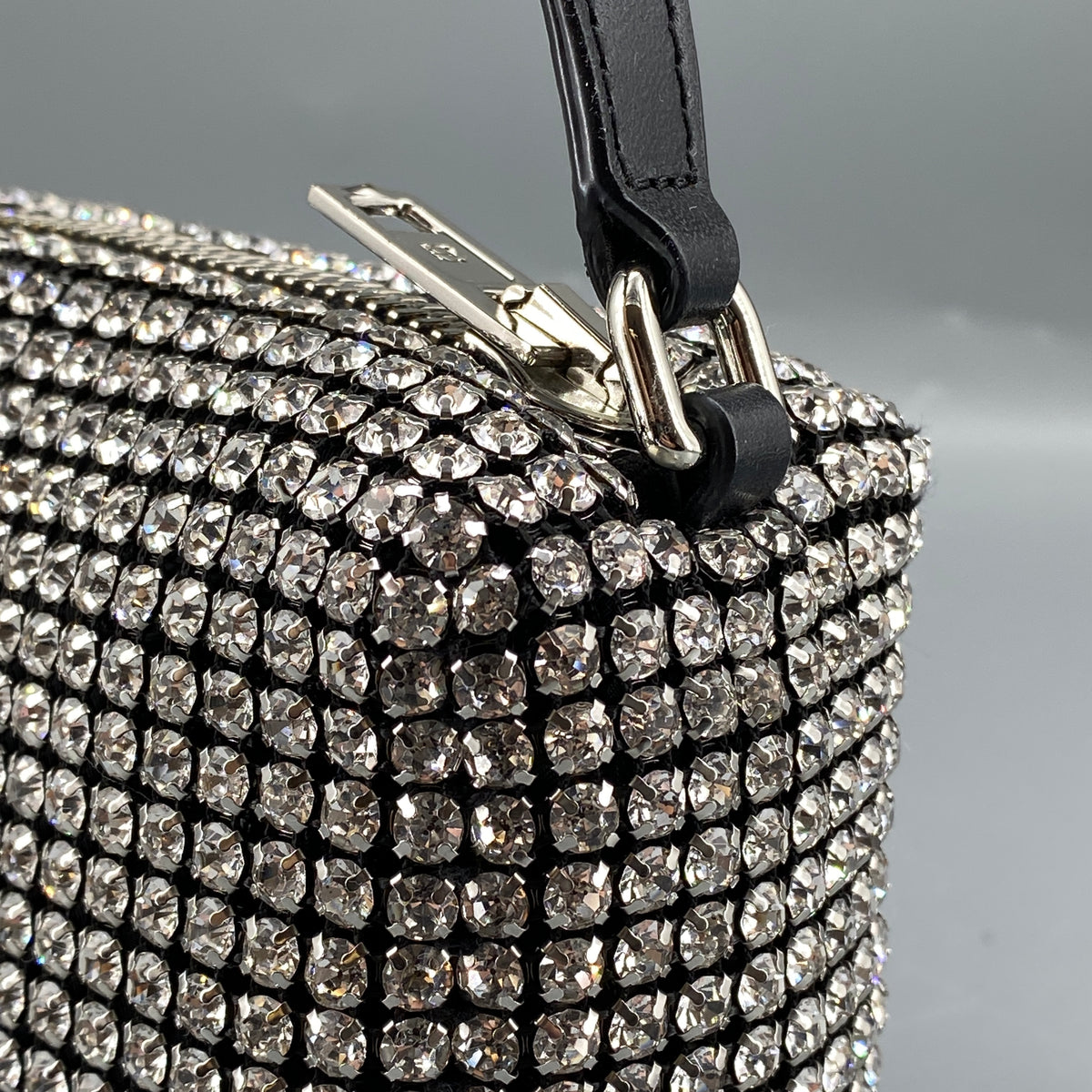 Alexander Wang Mesh Crystal Rhinestone Mini Heiress Pouch Black Silver