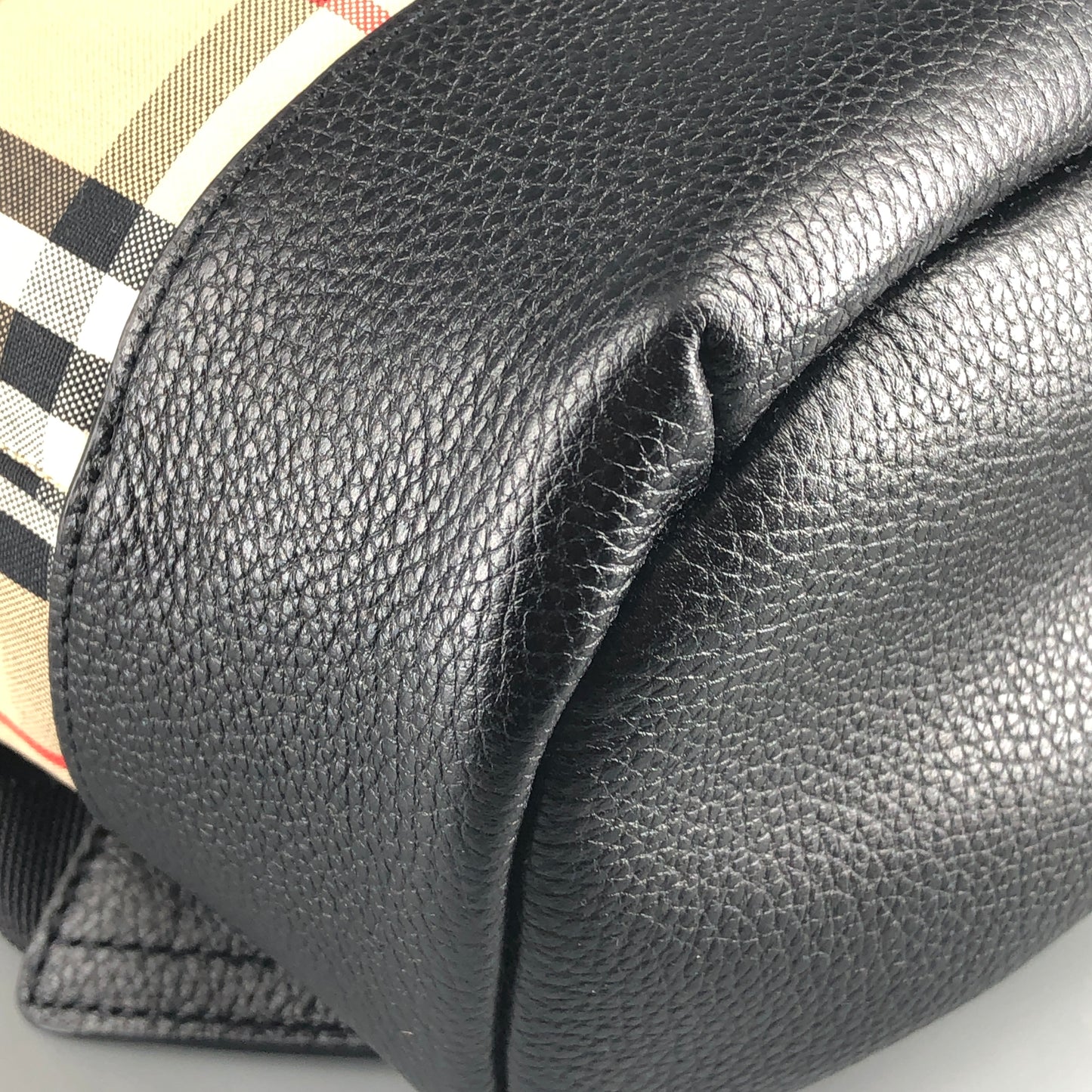 Burberry Vintage Check Nylon Leather Trim Backpack Beige