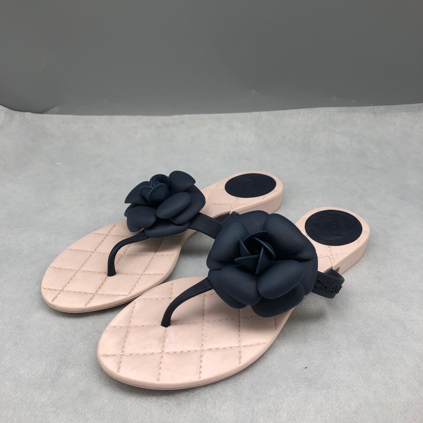 Chanel Camellia Thong Sandals Women's Shoes Size 37