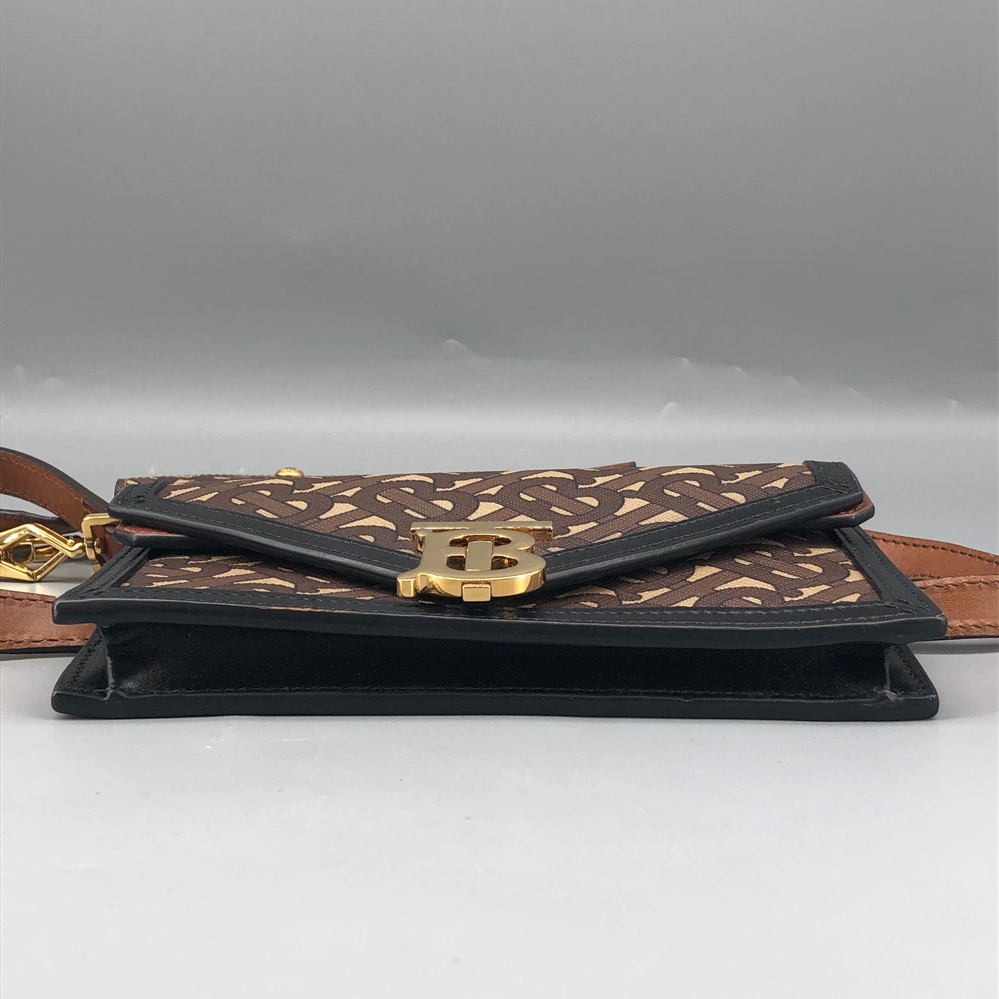 Burberry TB Monogram Canvas Waist Belt Fanny Pack Brown