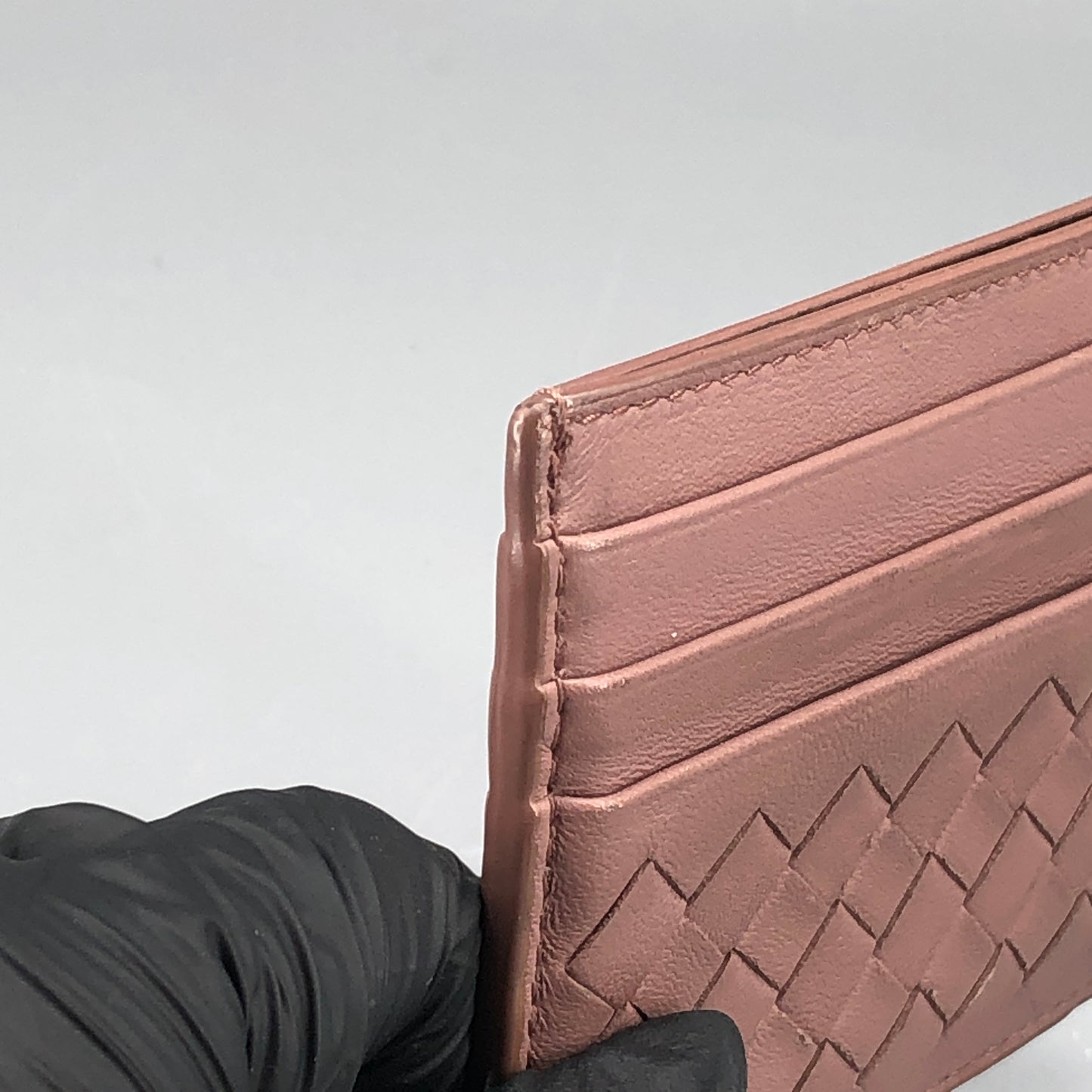 Bottega Veneta Intrecciato Dusty Pink Leather Card Case