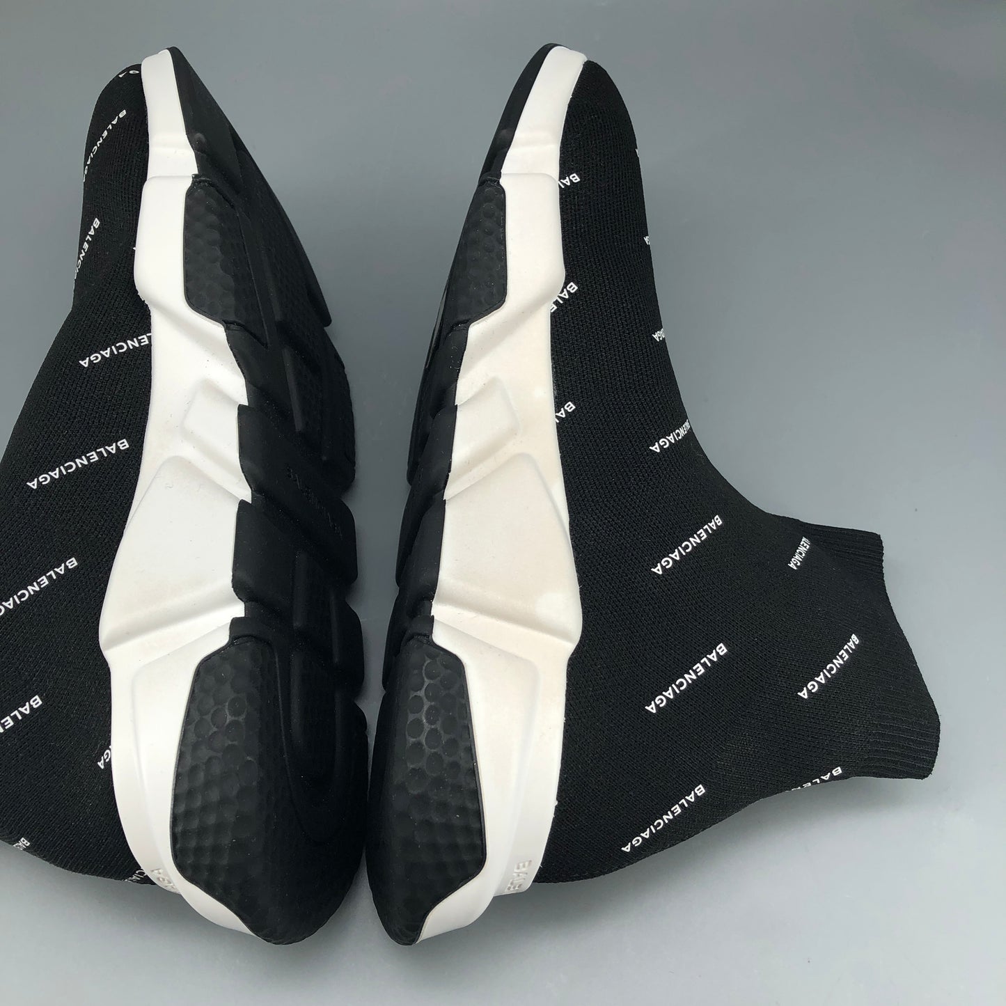 Balenciaga Speed Full Logo Knit Sneakers Black Size 41
