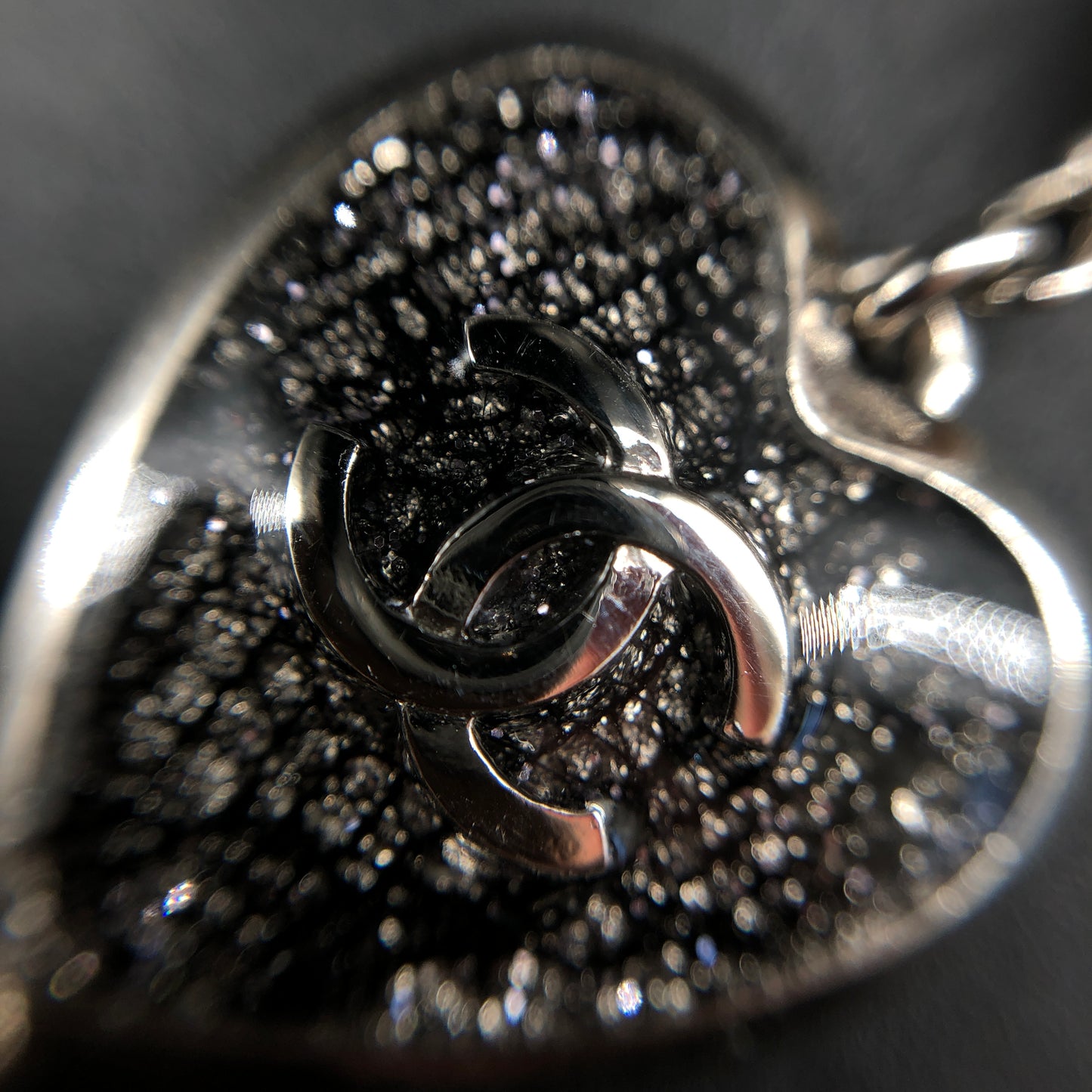 Chanel Heart CC Logo Pearl Choker Necklace Silver Color