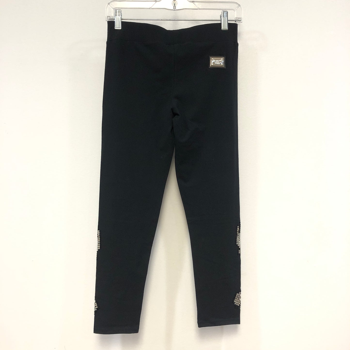Philipp Plein Black Silver Rhinestone Handprint Leggings Size S