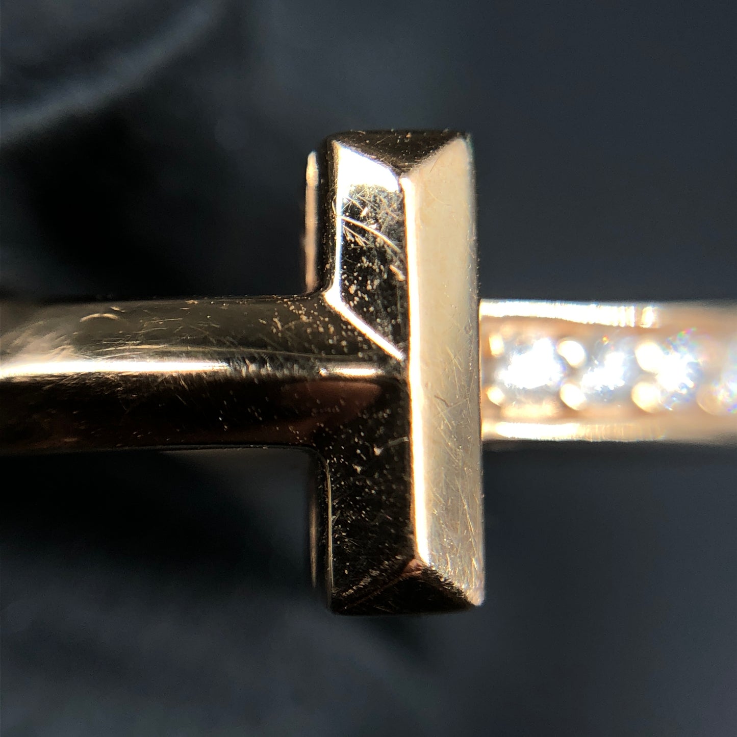 Tiffany & Co. 18K Gold T Tapered Band Ring Size 56mm AU750