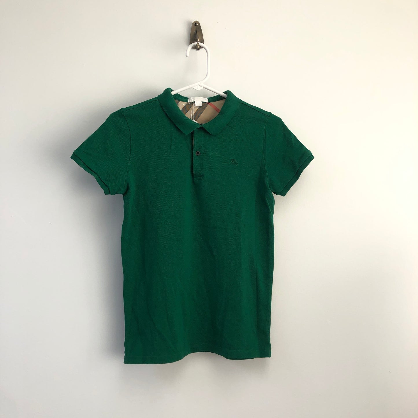 Burberry Cotton Embroidered Logo Short Sleeve Polo Shirt 14Y Dark Green