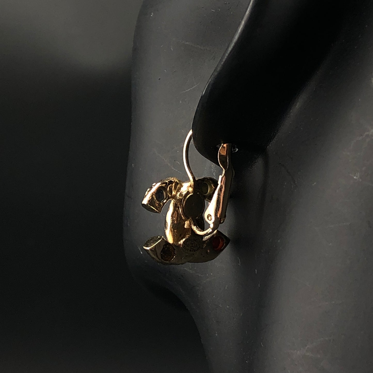 Chanel Gold-Tone Crystal CC Logo Earrings
