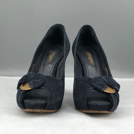 Louis Vuitton Women's Peep-Toe Heels Size 35 Navy