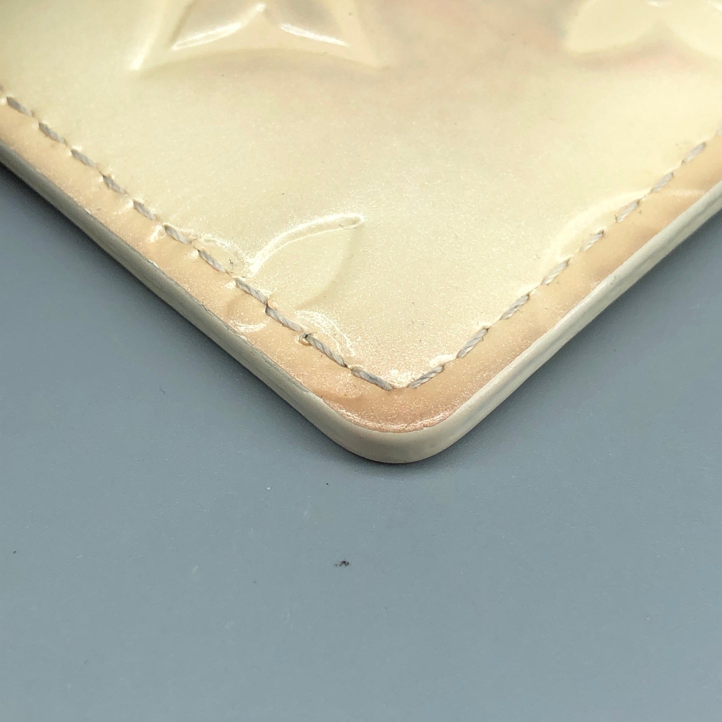 Louis Vuitton Monogram Vernis Patent Leather Zip Card Coin Pouch Cream